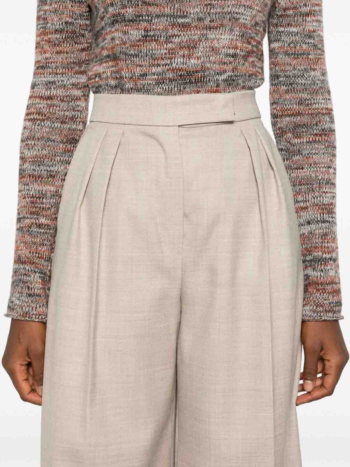 Max Mara Virgin Wool Tailored Trousers In Neutral