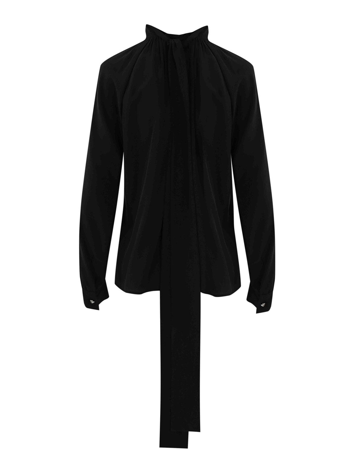Max Mara Gaia Silk Shirt With Bow In Black