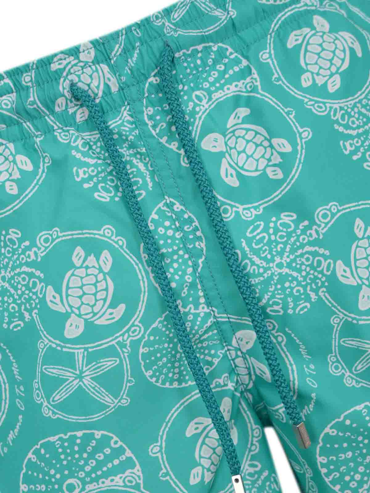 Vilebrequin Moorea Swimsuit With Turtle Print In Green