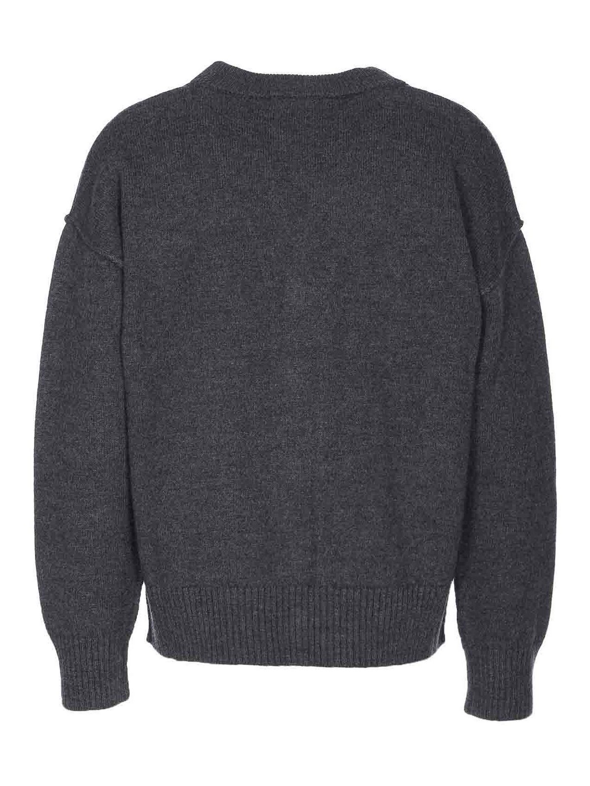 Ami Alexandre Mattiussi Ami Paris Ami De Coeur Heather Grey Wool Cardigan Men In Gray