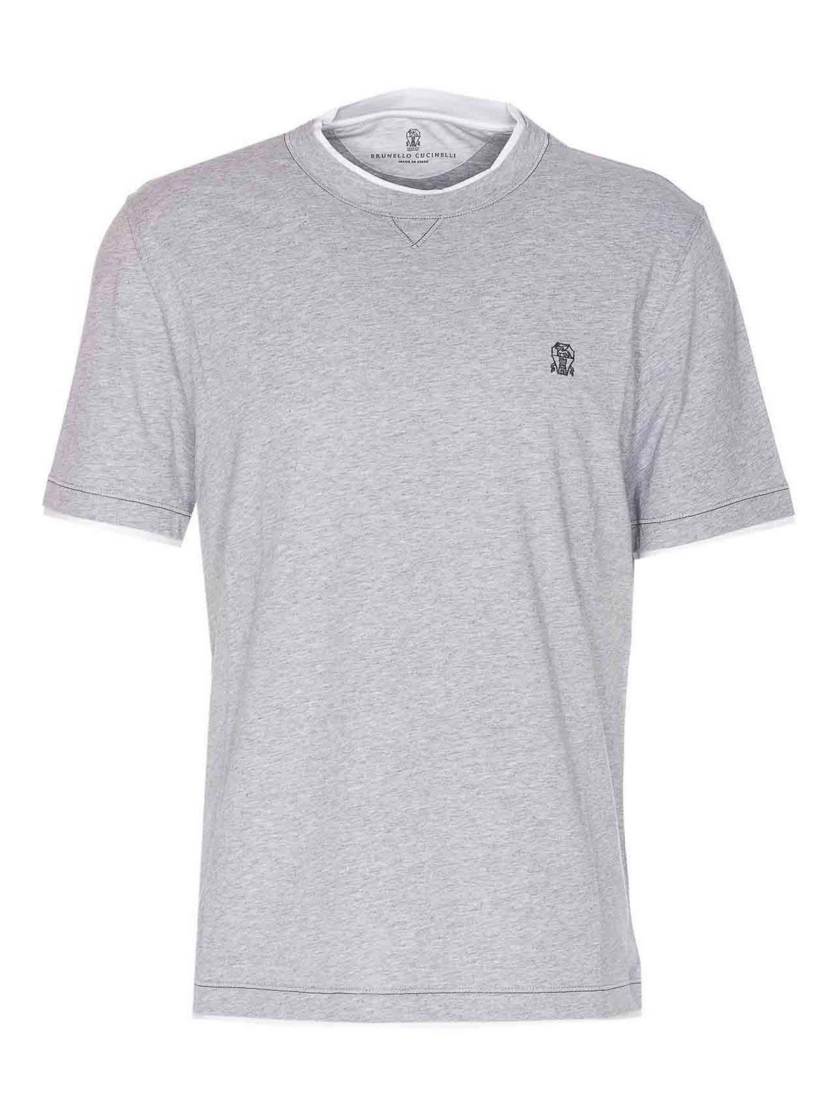 Brunello Cucinelli Layered Crewneck T-shirt Stitch Detailing In Gray