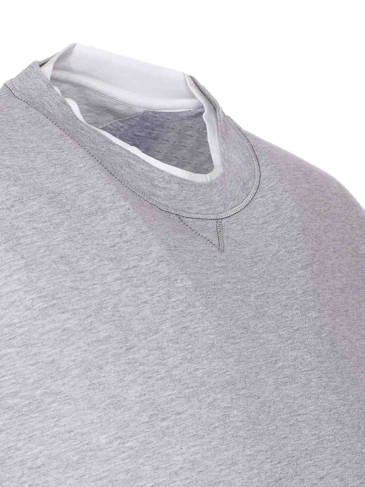 Brunello Cucinelli Layered Crewneck T-shirt Stitch Detailing In Gray