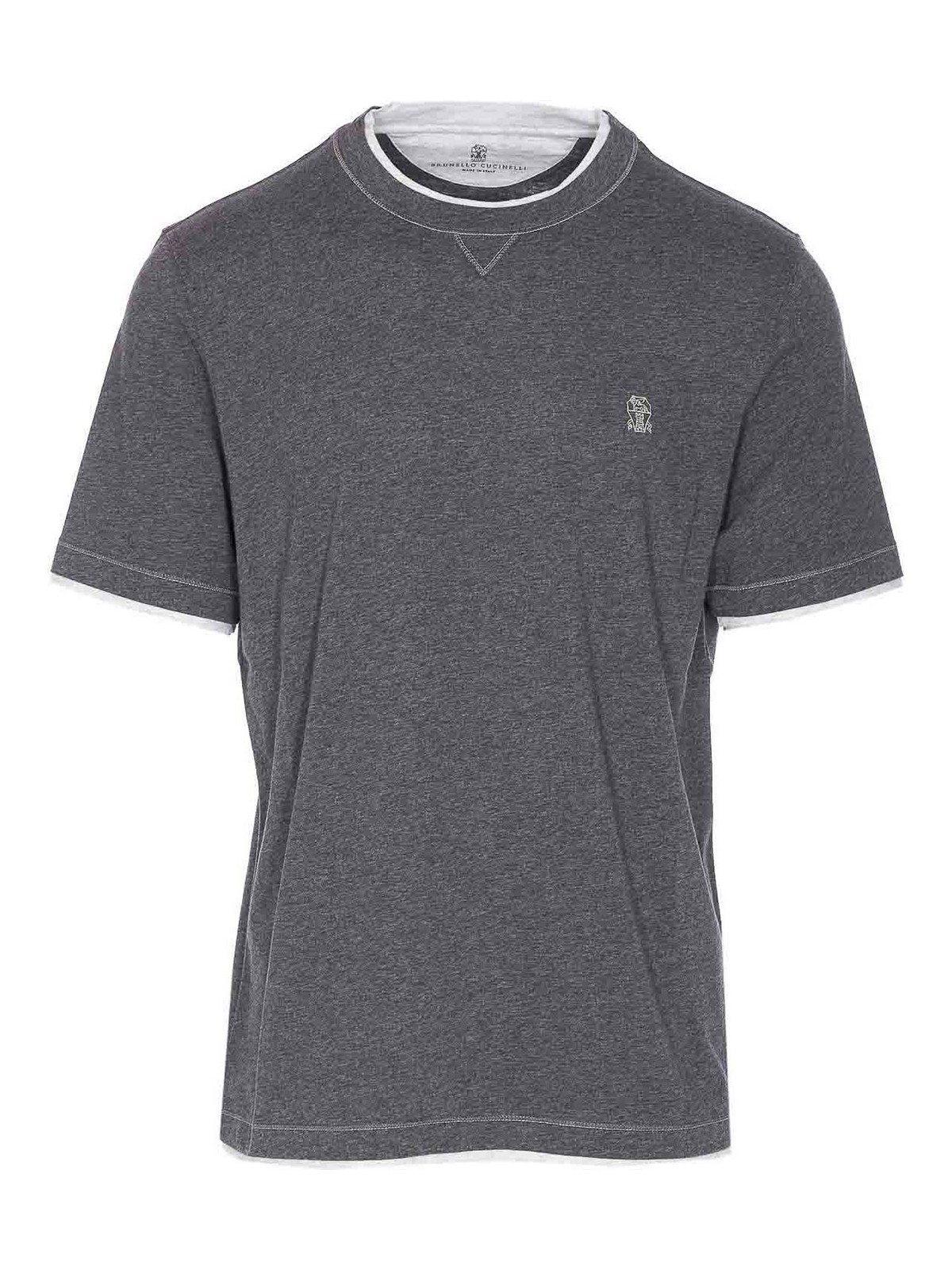 Brunello Cucinelli Logo T-shirt In Gray