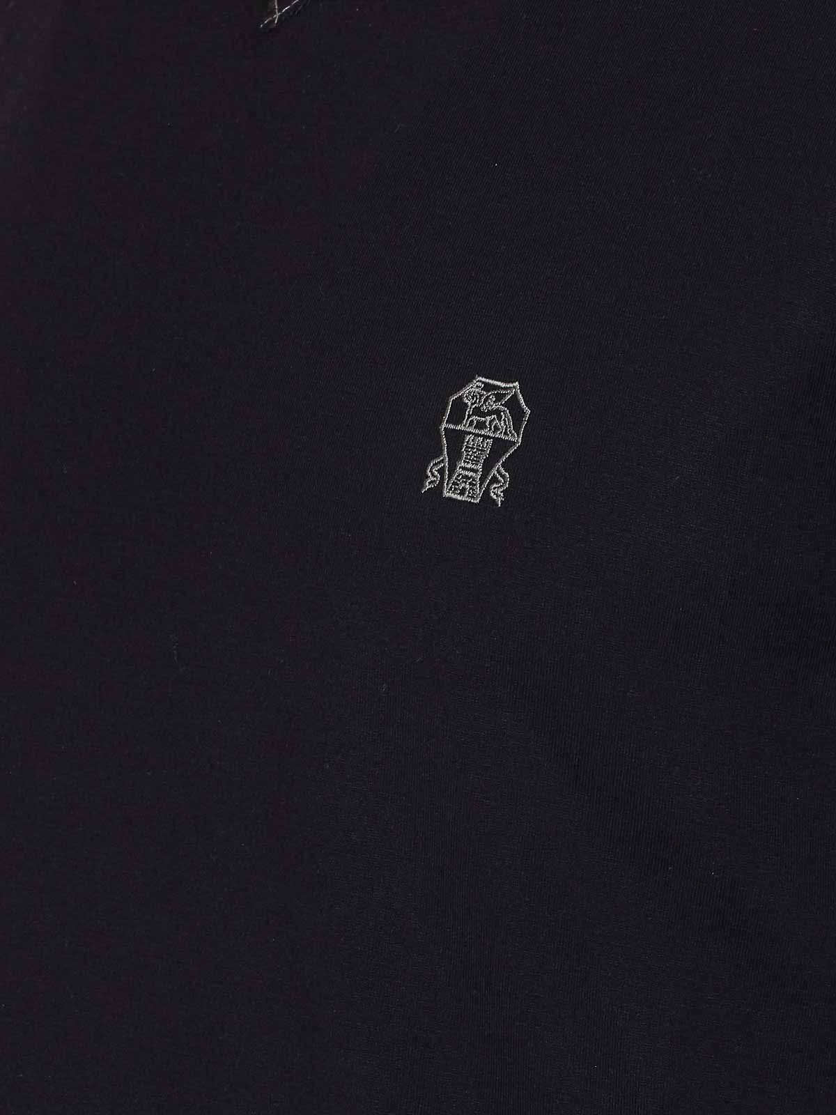 Brunello Cucinelli Logo Crew Neck Cotton T-shirt With Contrast Trim In Black