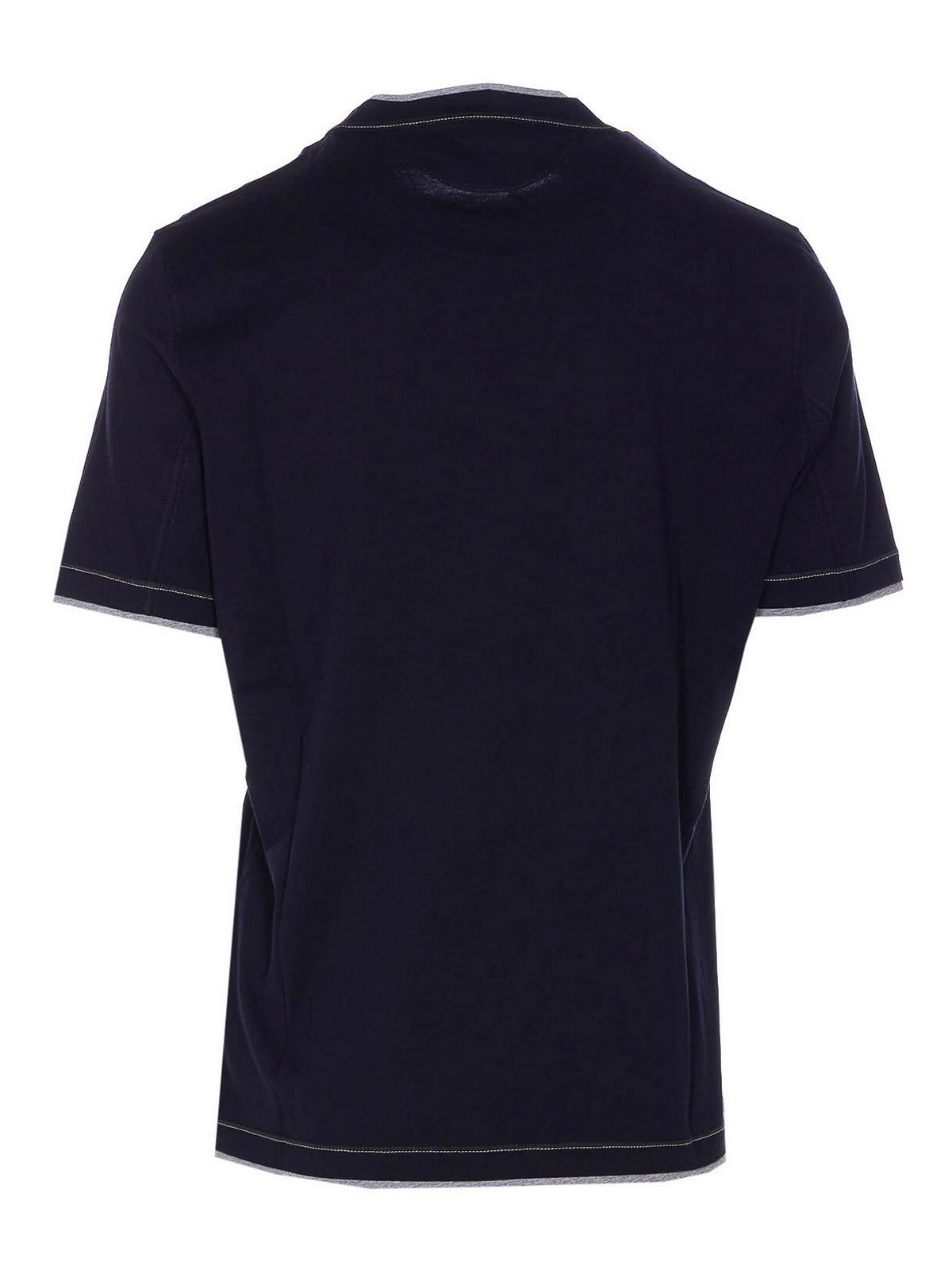 Brunello Cucinelli Logo Crew Neck Cotton T-shirt With Contrast Trim In Black