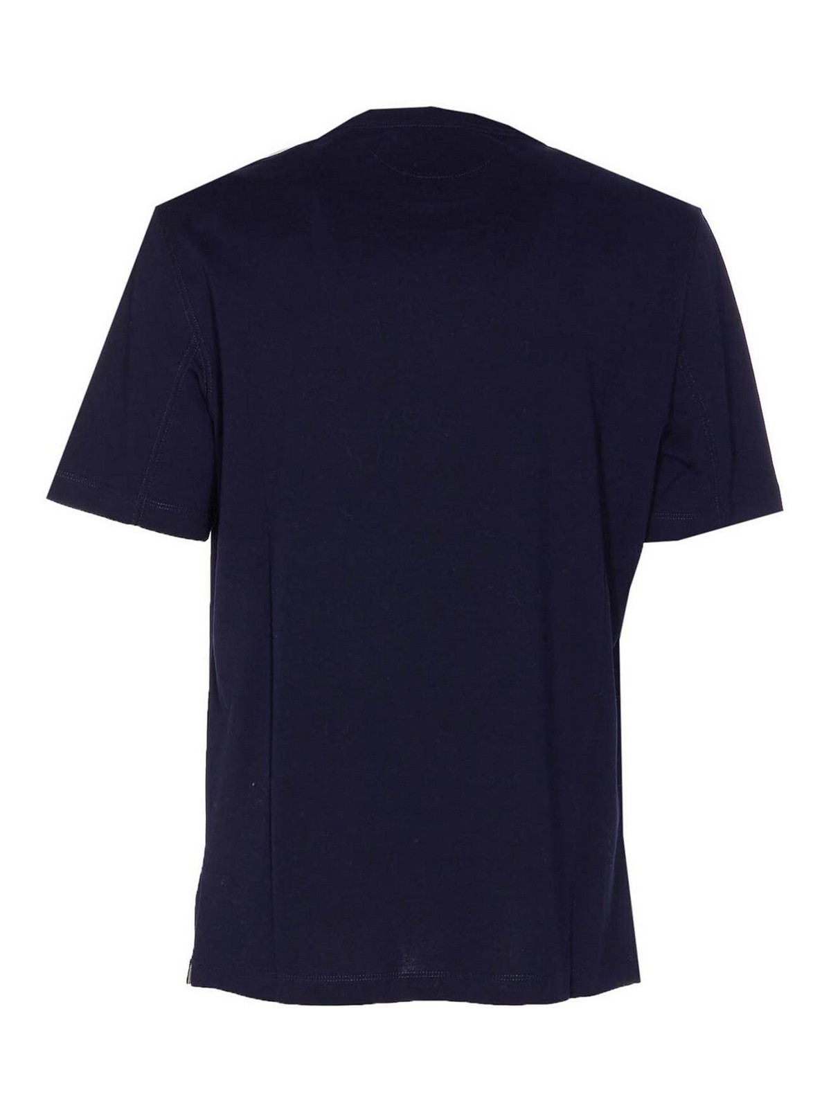 Brunello Cucinelli Cotton Crew Neck T-shirt With Graphic Print In Blue