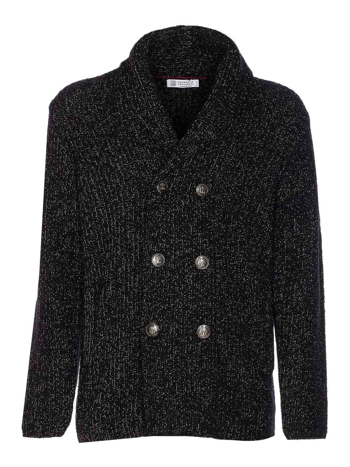 Brunello Cucinelli Black And Beige Cardigan In Black