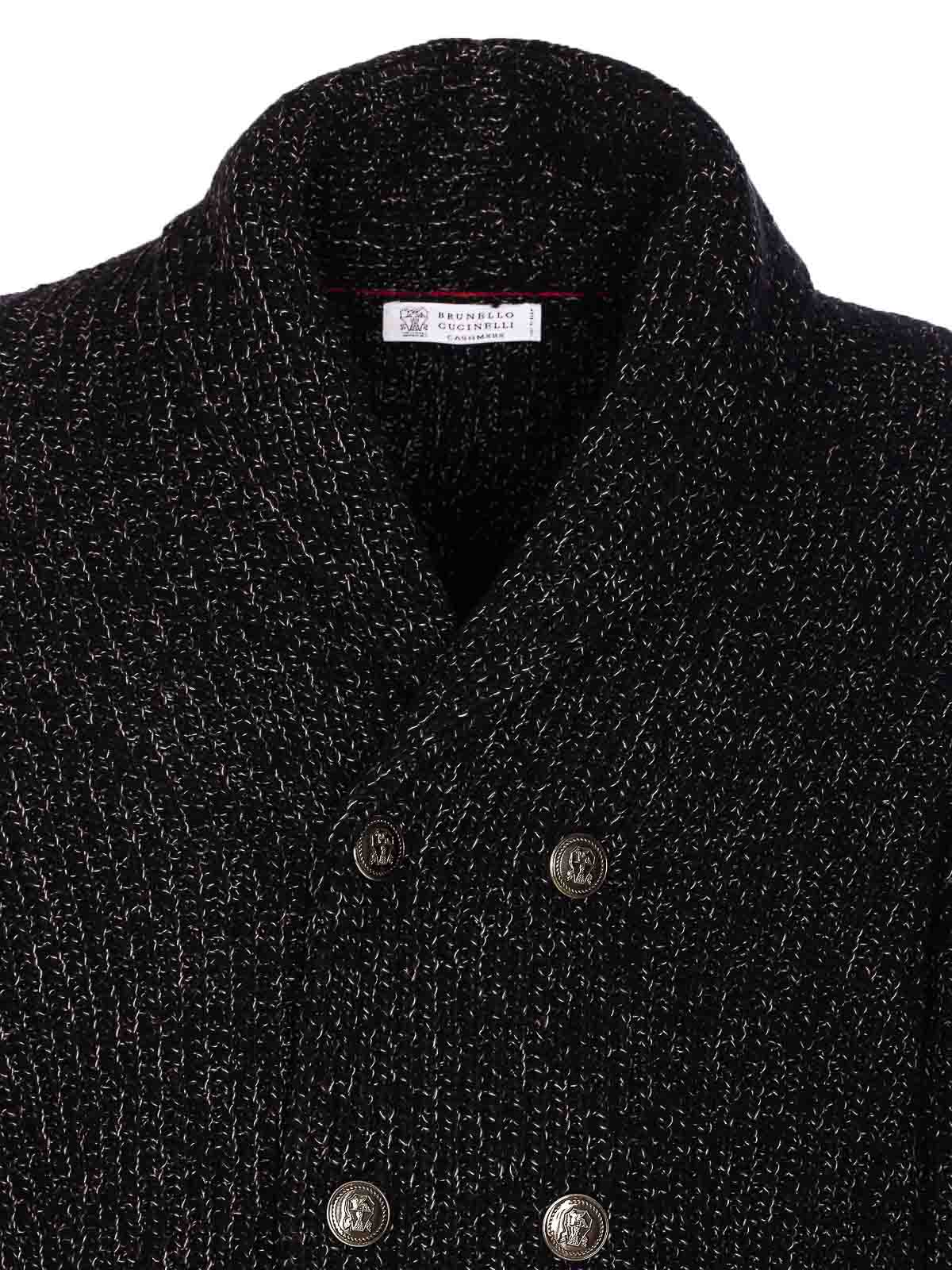 Brunello Cucinelli Black And Beige Cardigan In Black