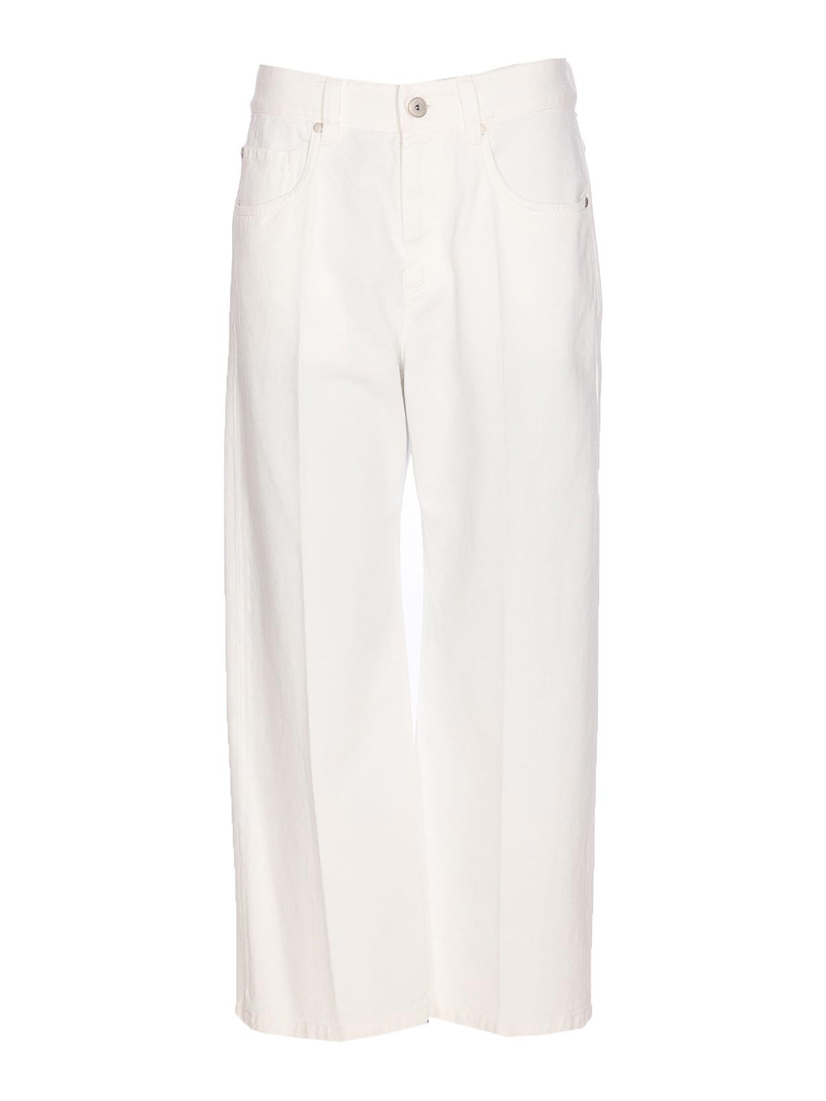 Brunello Cucinelli Denim Pants With Jewel In White