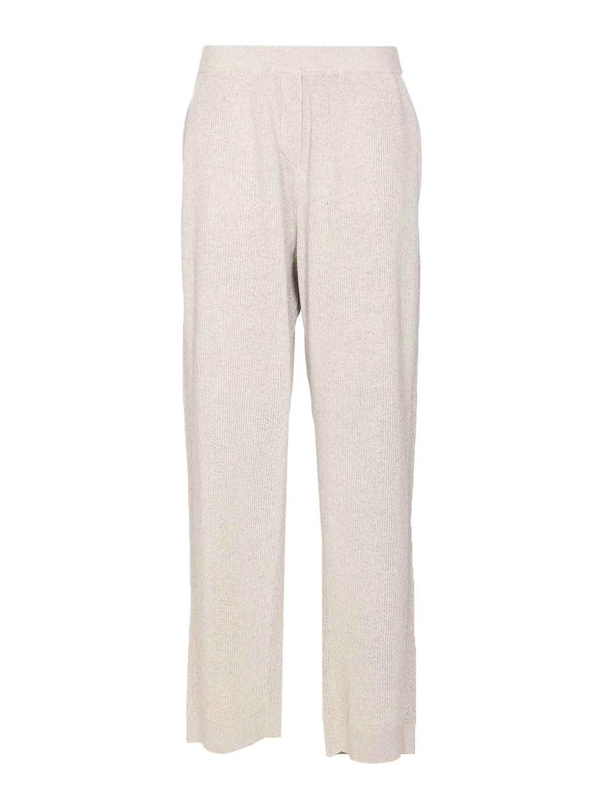 Brunello Cucinelli Vanise Sparkling Knitted Trousers In Neutral