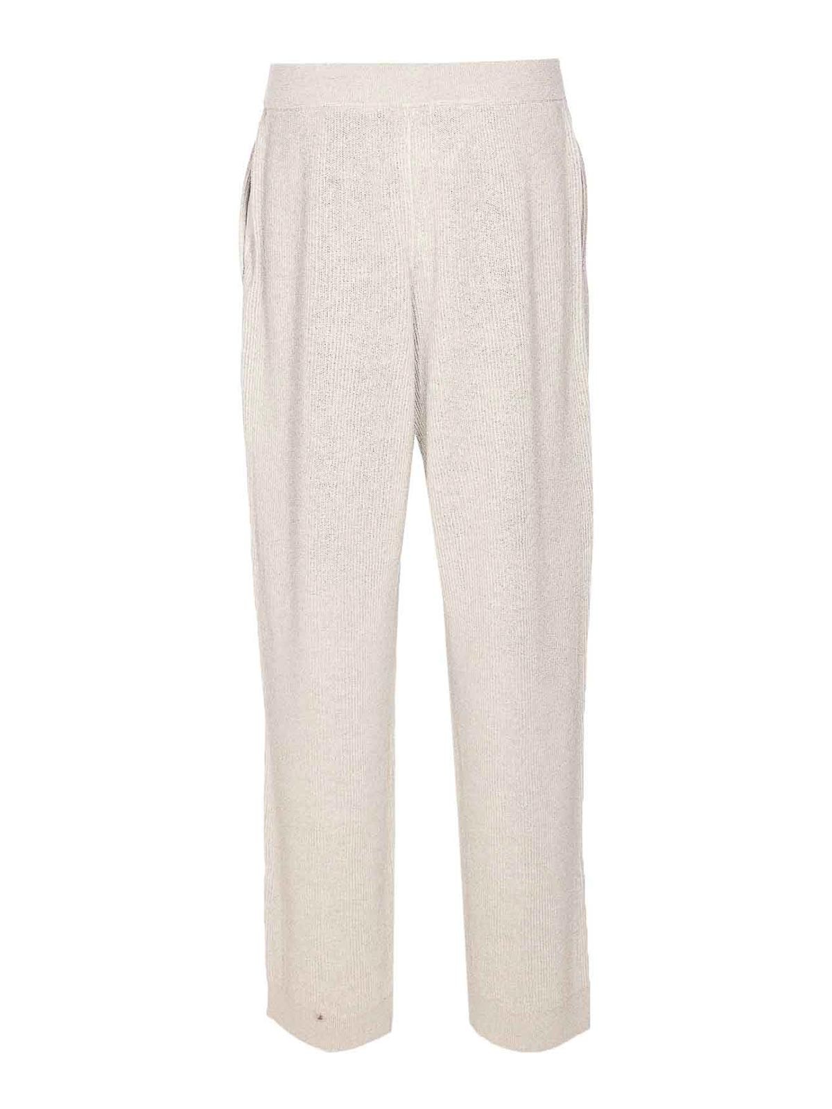 Brunello Cucinelli Vanise Sparkling Knitted Trousers In Neutral