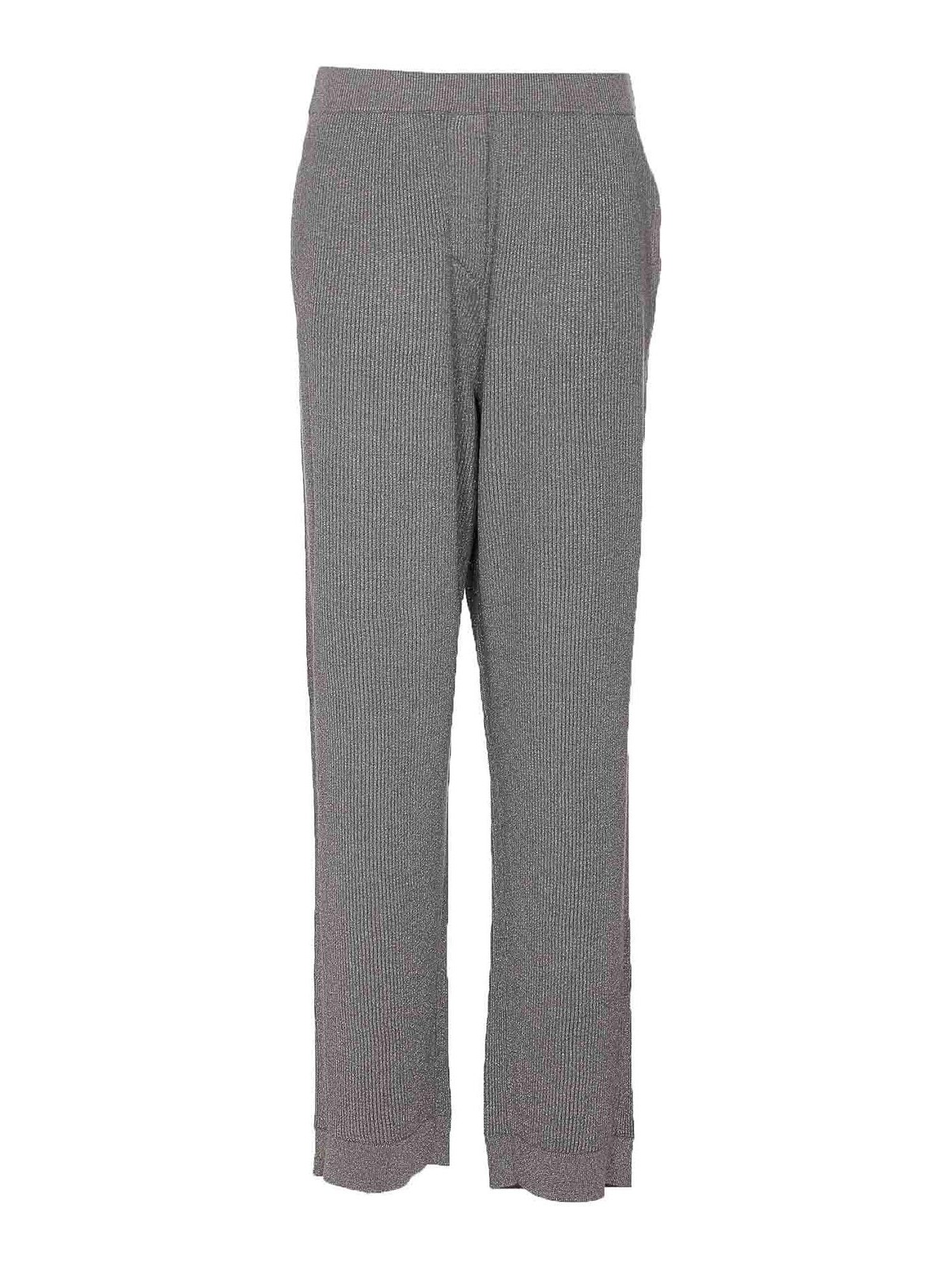 Brunello Cucinelli Vanise Sparkling Knitted Trousers In Gray