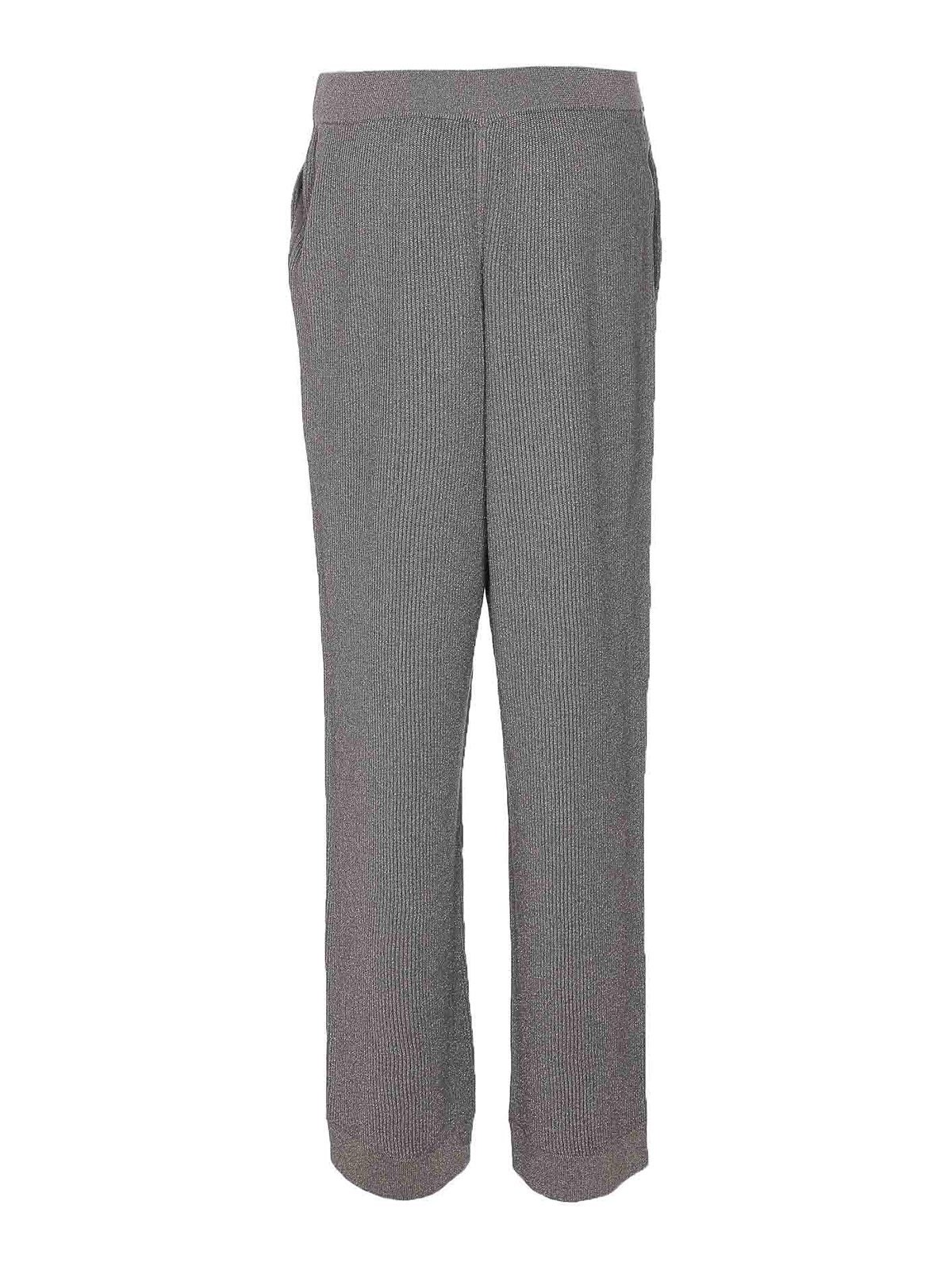 Brunello Cucinelli Vanise Sparkling Knitted Trousers In Gray