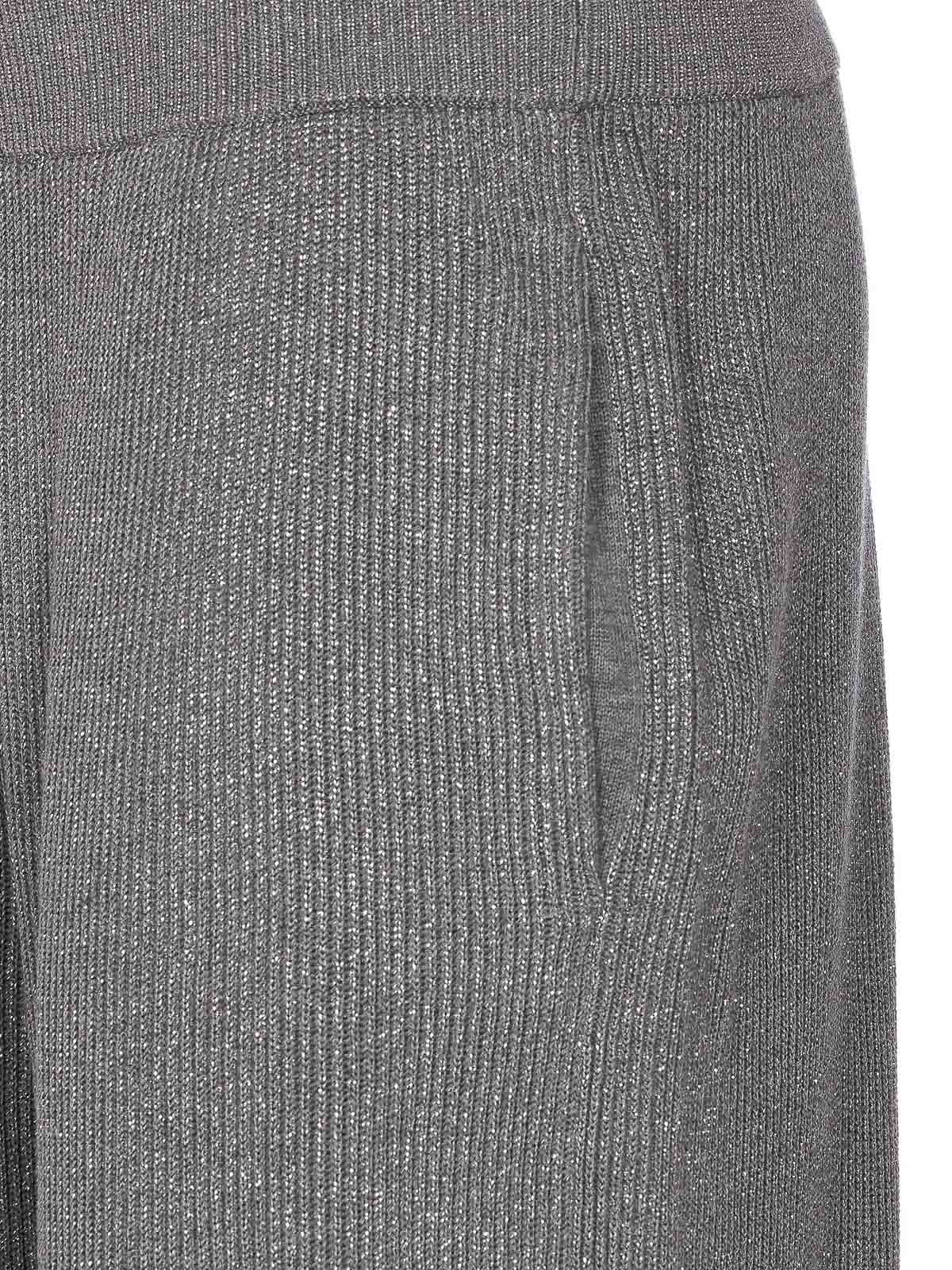 Brunello Cucinelli Vanise Sparkling Knitted Trousers In Gray