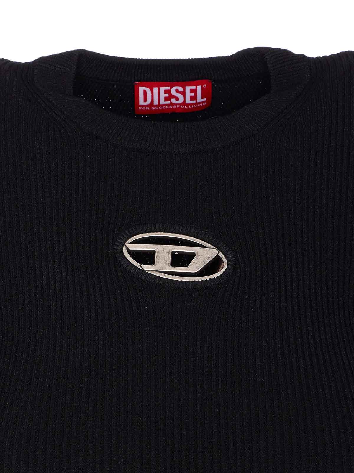 Diesel Women T-uncutie-long-od-q1 Slim T-shirt In Black Organic Jersey In Black