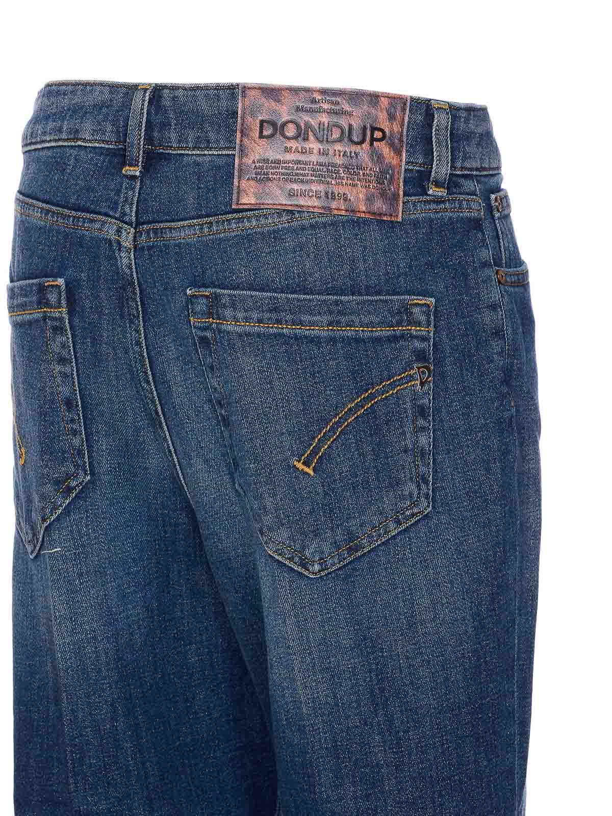Dondup High-waisted Distressed Denim Jeans With Rolled Cuffs In Blue