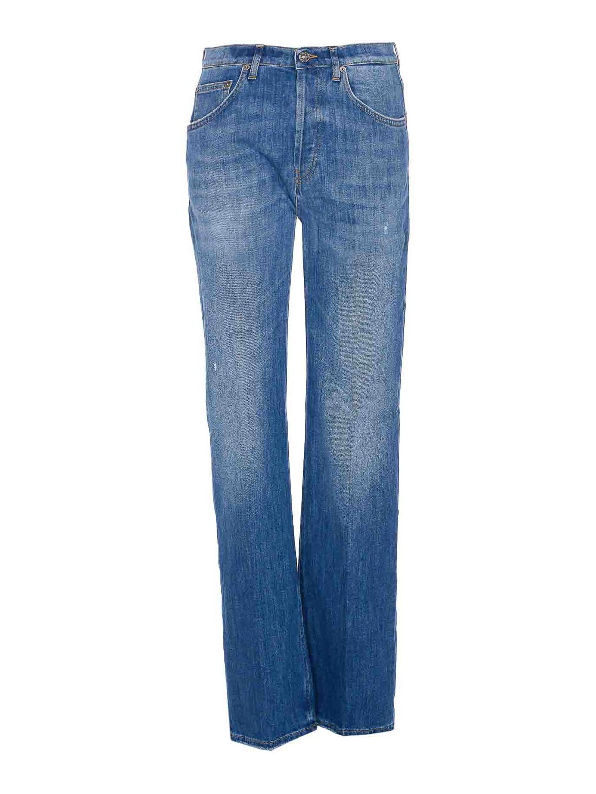 Dondup Loose Fit Five-pocket Trousers With Faded Effect In Blue