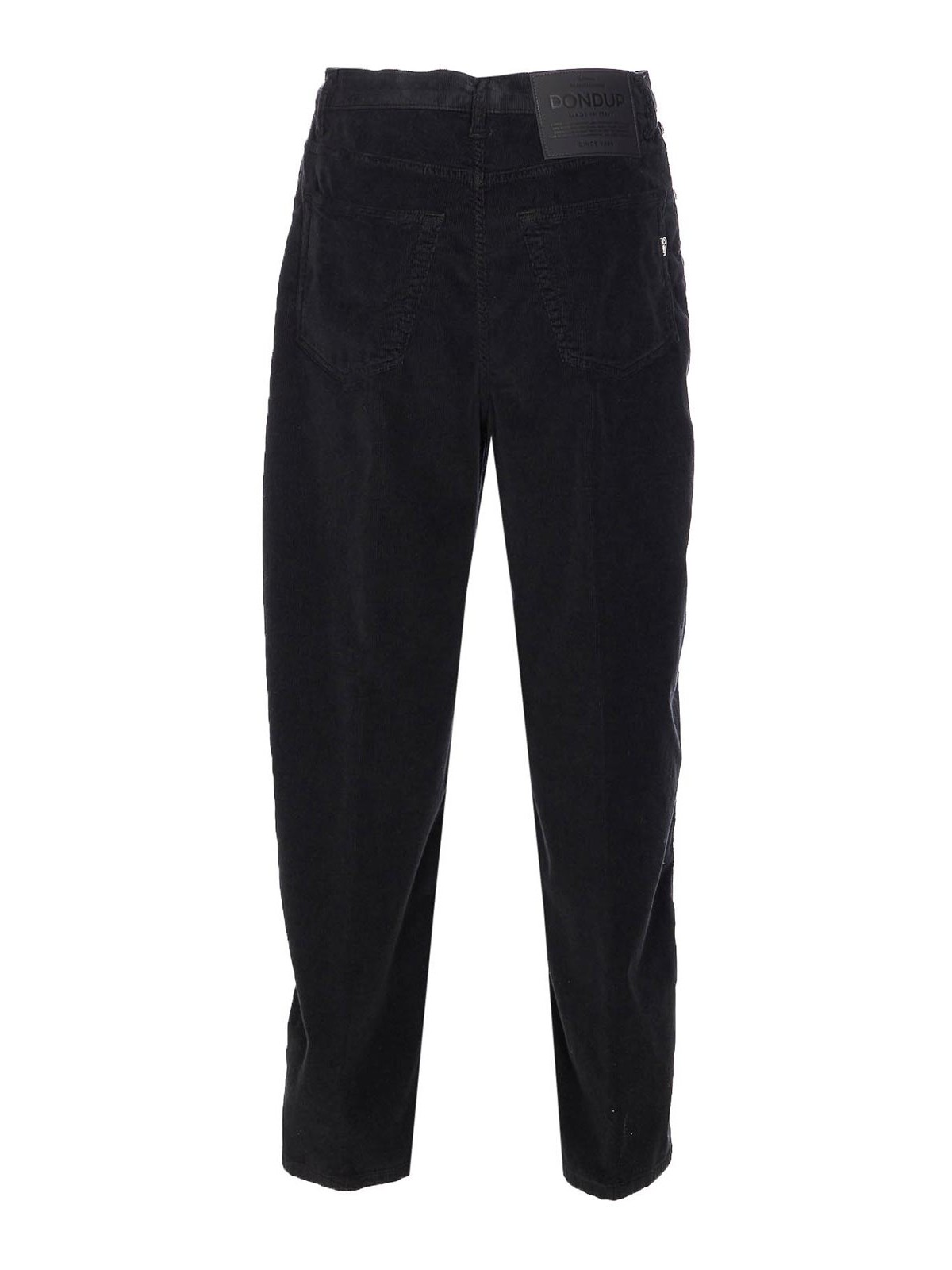 Dondup Loose Fit Velvet Trousers With Button Detailing In Black