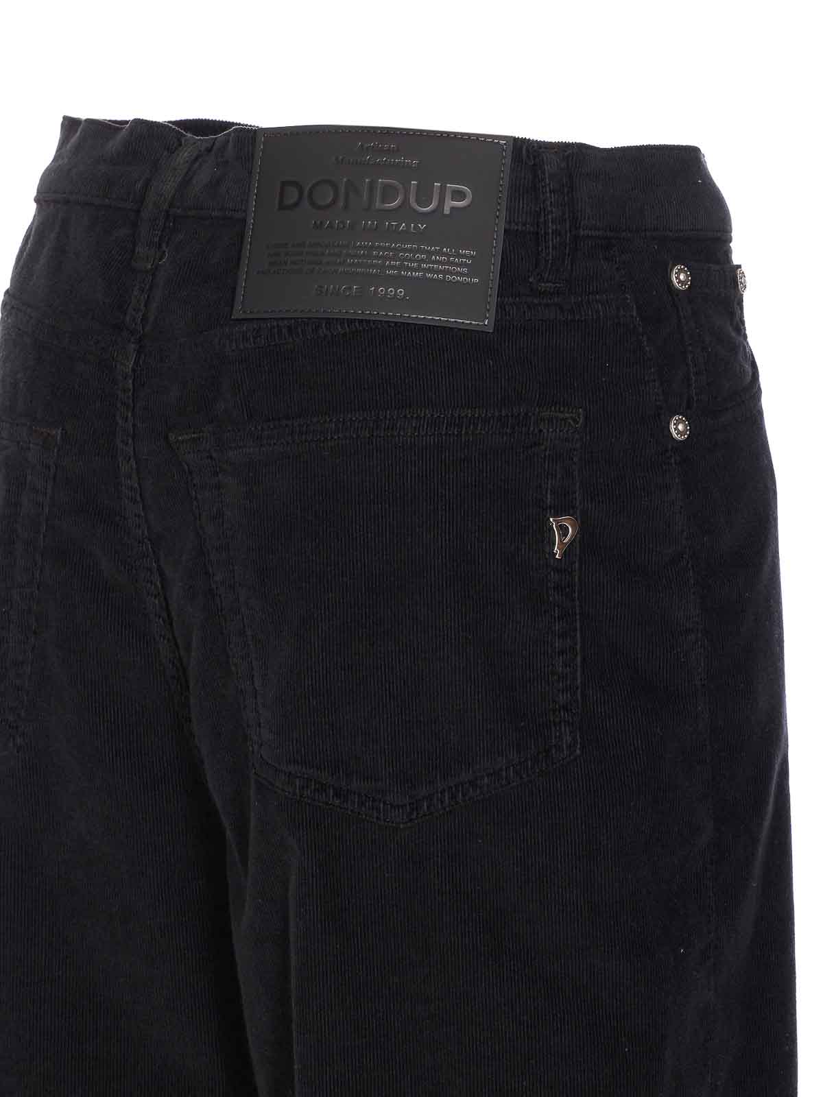 Dondup Loose Fit Velvet Trousers With Button Detailing In Black