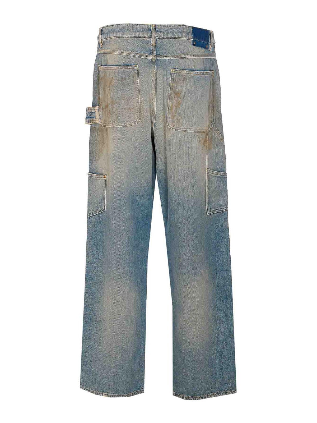 Golden Goose Light Blue Jeans With Sand Wash Distressed Effect In Blue