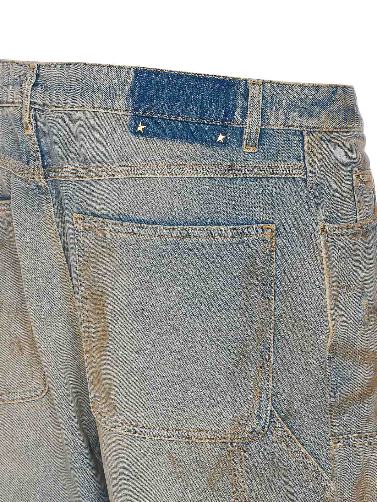Golden Goose Light Blue Jeans With Sand Wash Distressed Effect In Blue
