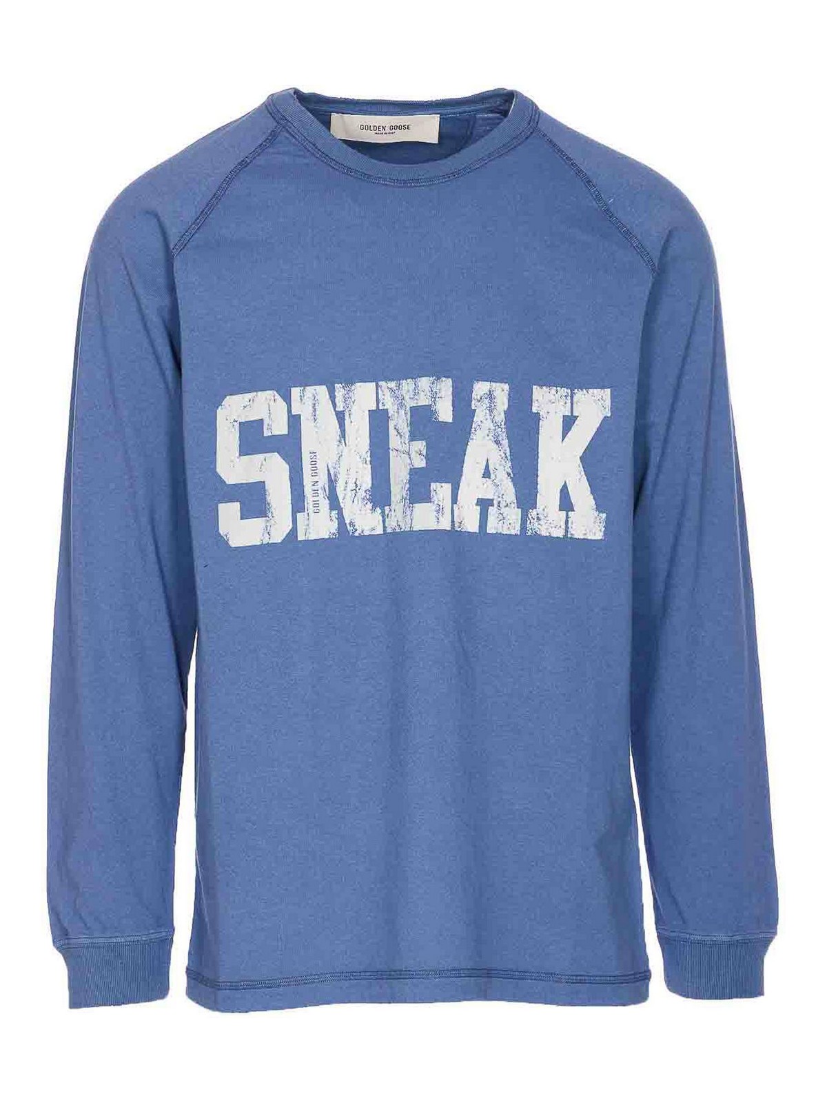 Golden Goose Crewneck Graphic Print Sweater Long Sleeves In Blue