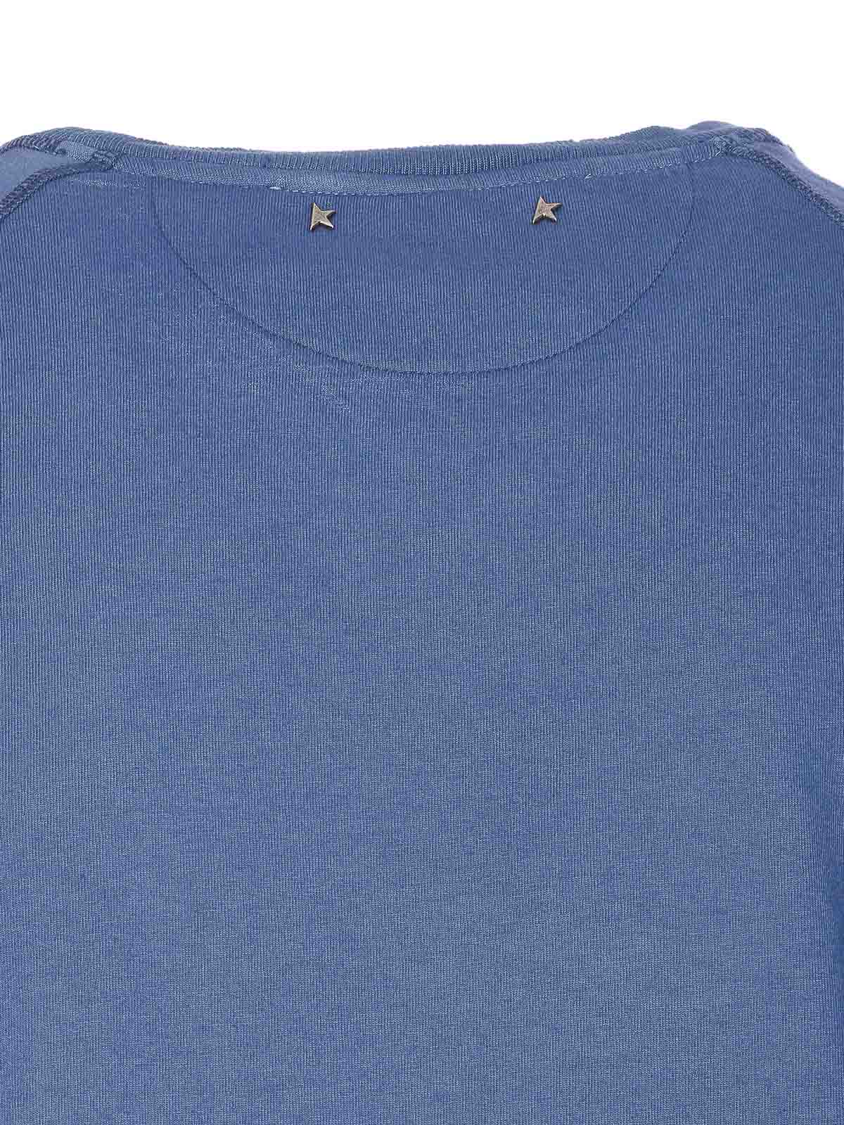 Golden Goose Crewneck Graphic Print Sweater Long Sleeves In Blue