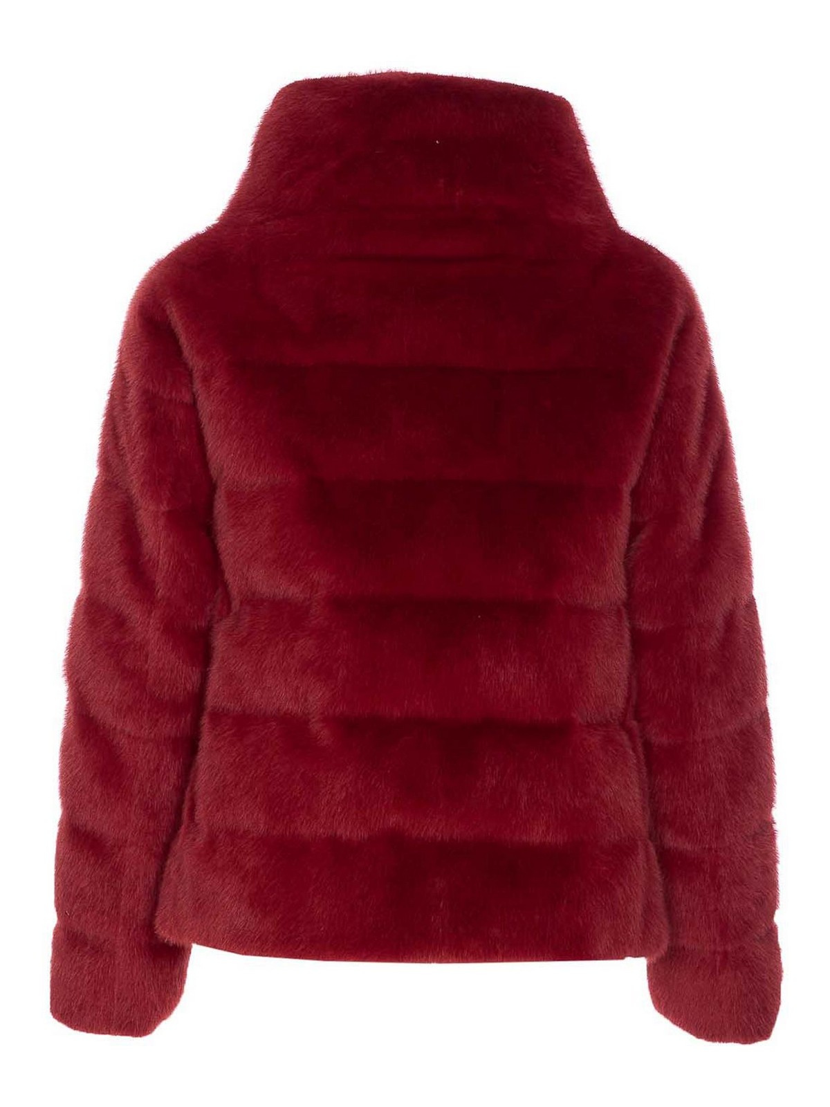Herno Faux Fur Cape Down Jacket In Red