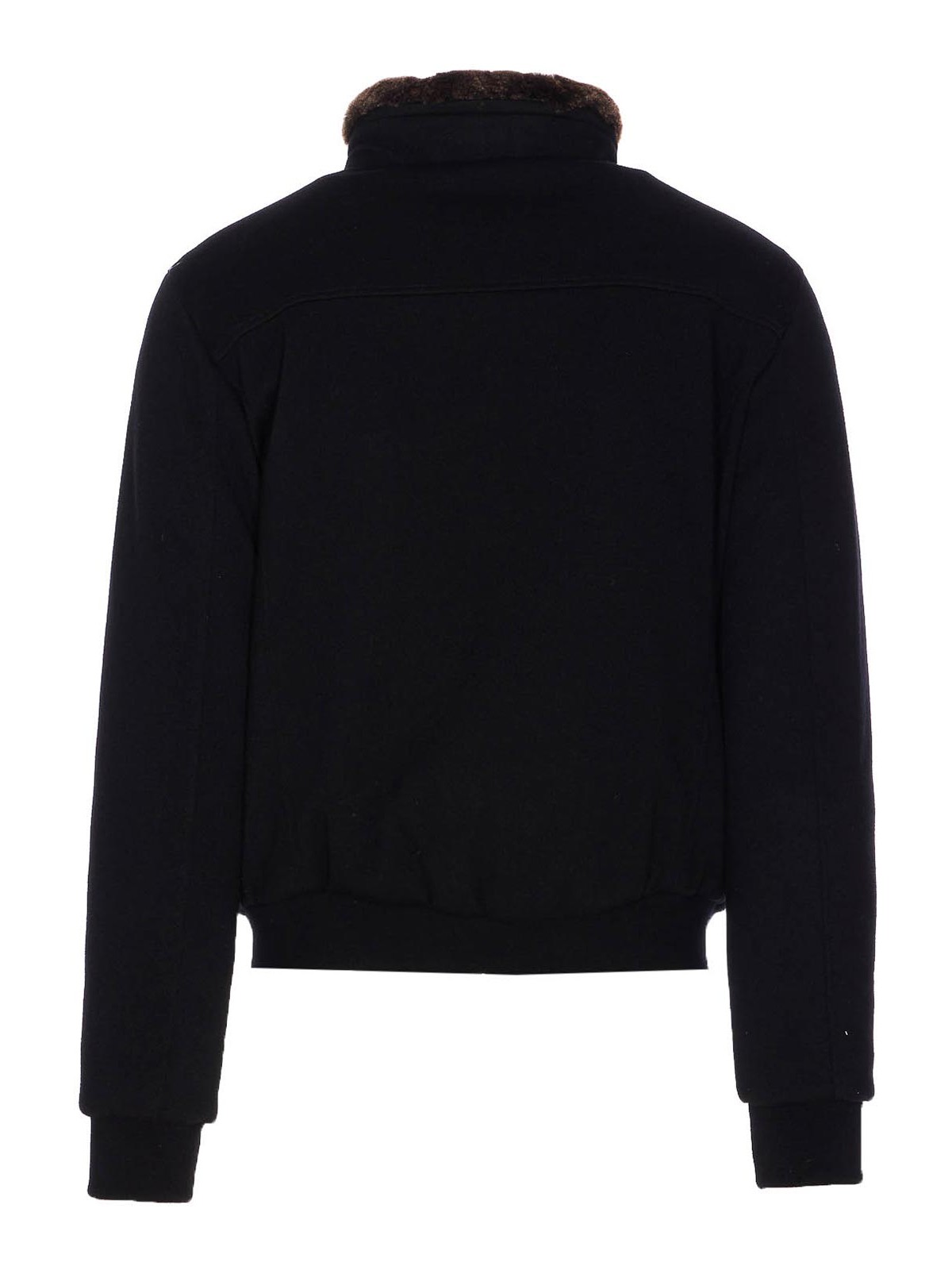 Moorer Padded Fleece Zip-up Jacket With Detachable Faux-fur Collar In Black