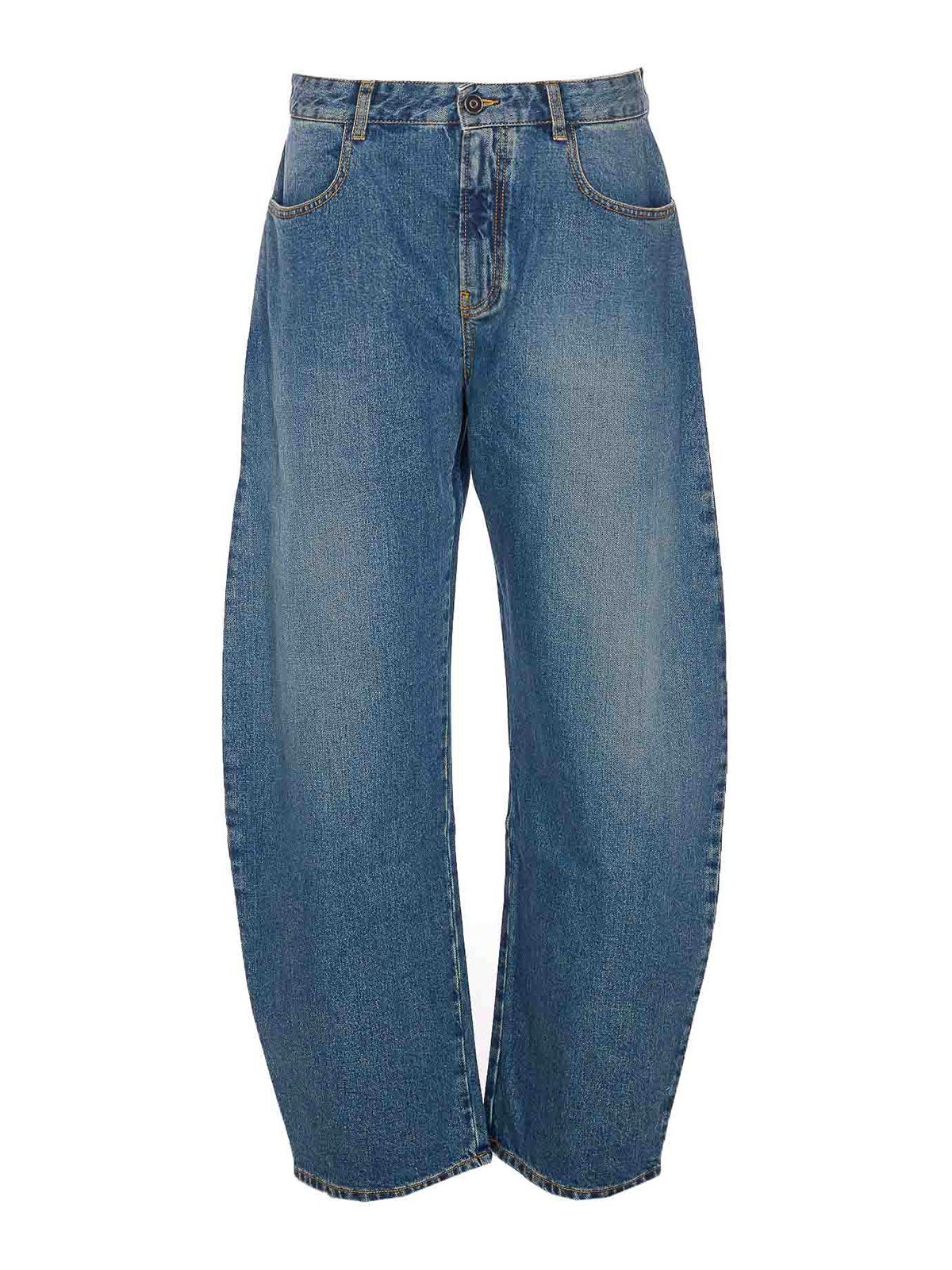 Alaïa Denim Low Round Pants In Blue