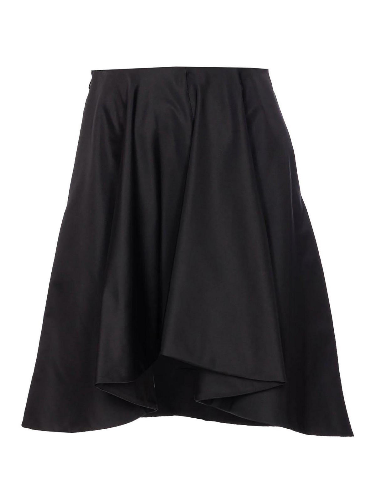 Alexander Mcqueen Alexander Mc Queen Flared Black Skirt In Silk Blend In Black