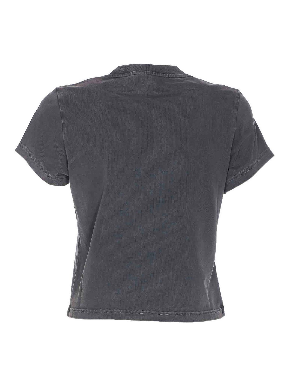 Alexander Wang Crew Neck Short Sleeves Cropped Length In Gray