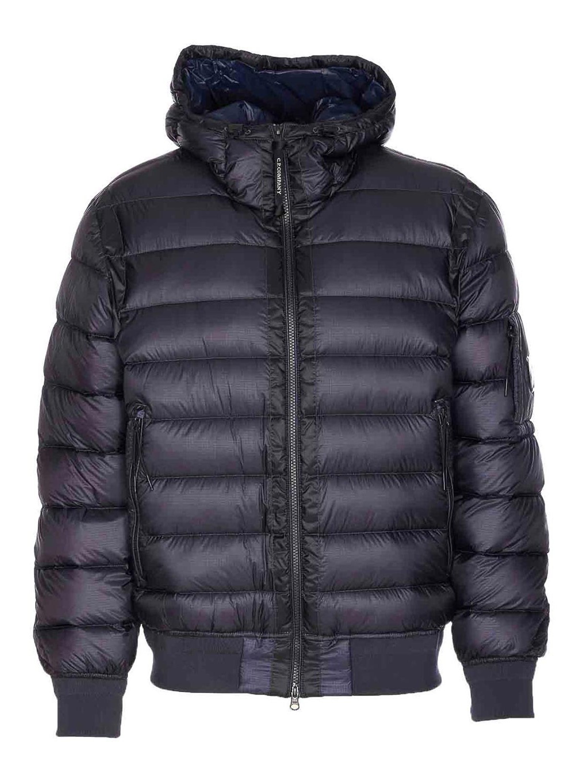 C.p. Company Micro-ripstop Quilted Jacket With Adjustable Hood In Blue