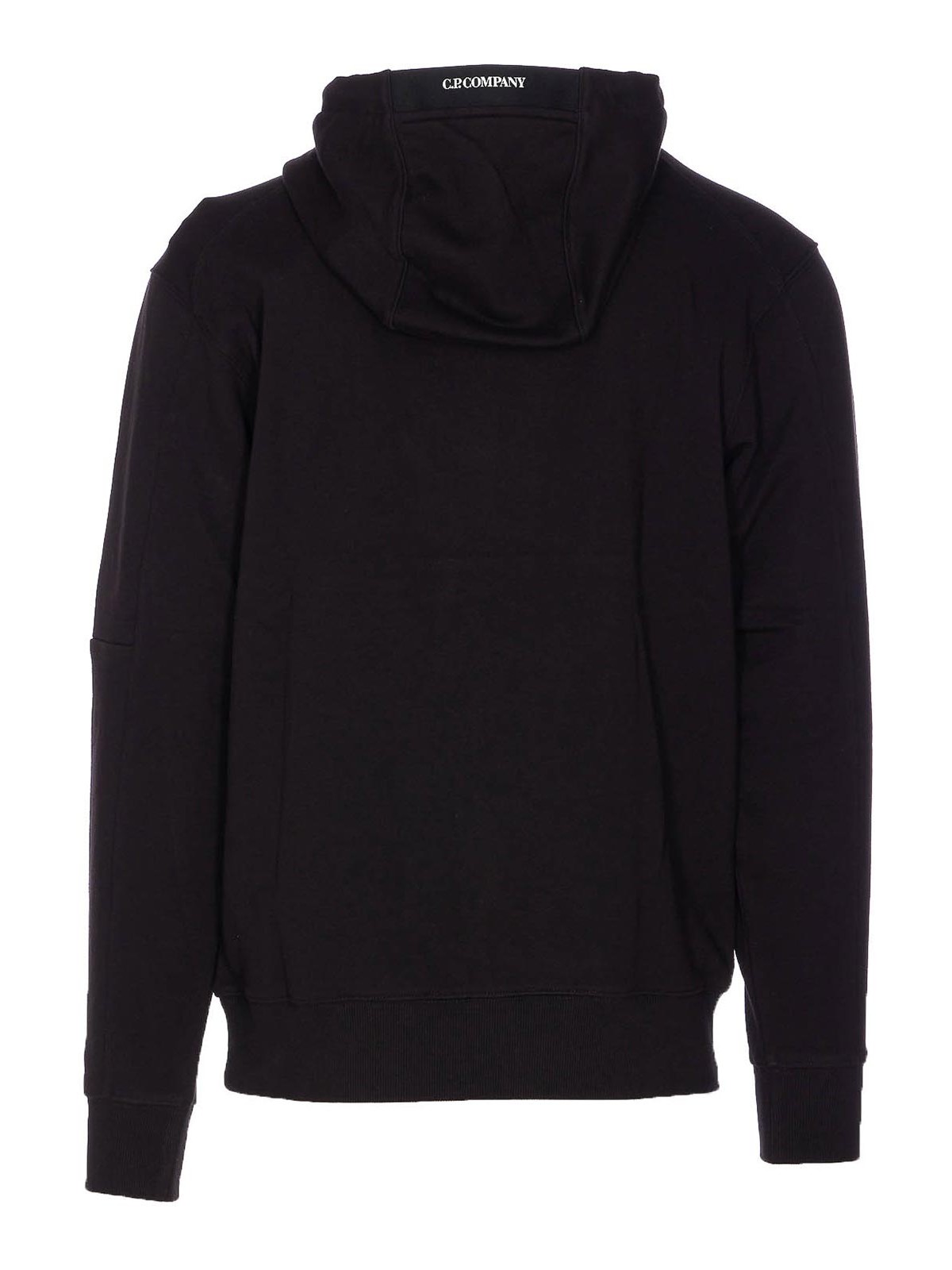 C.p. Company Crewneck Sweatshirt With Arm Patch And Hood In Black