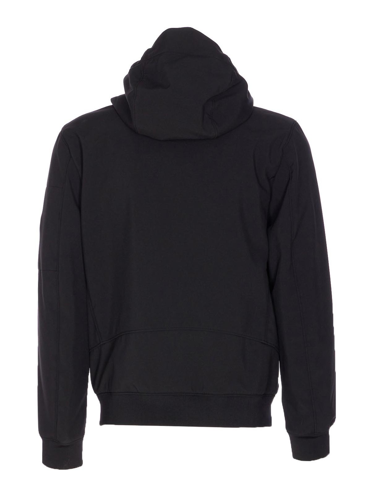 C.p. Company Polyester Hooded Jacket With Ribbed Cuffs And Zip Pockets In Black