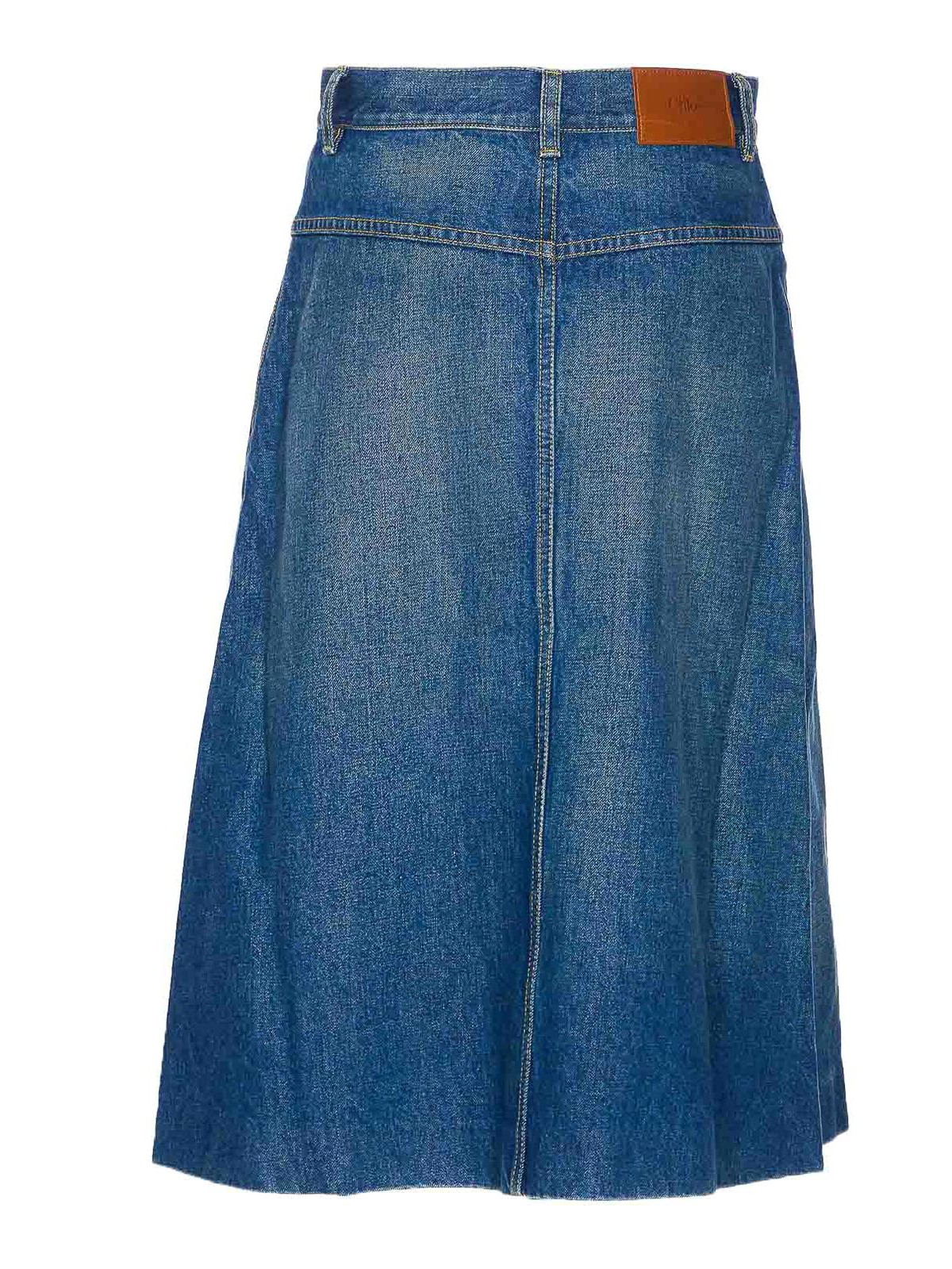 Chloé Knee-length Skirt In Washed Blue Denim Women In Blue