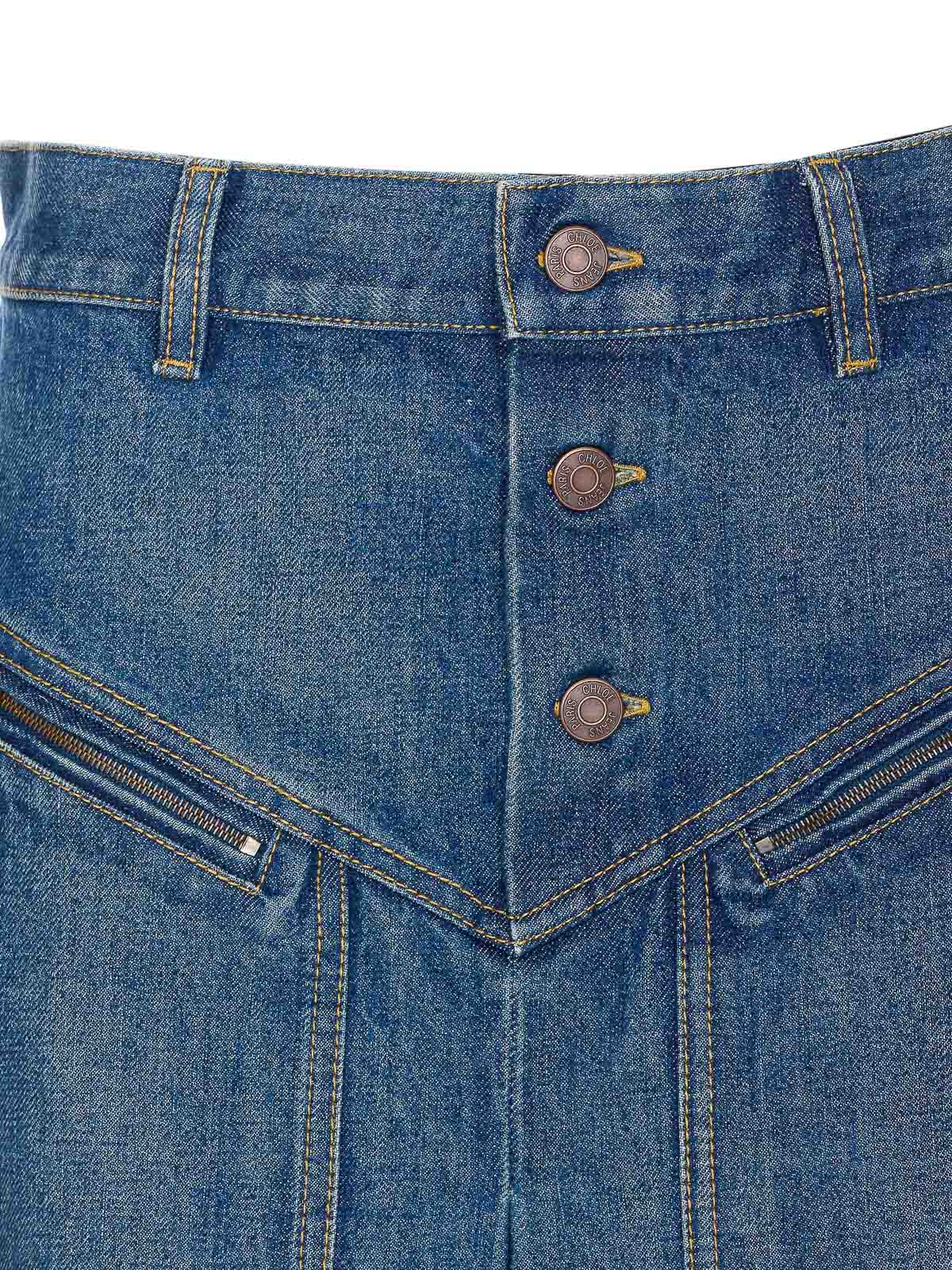 Chloé Knee-length Skirt In Washed Blue Denim Women In Blue