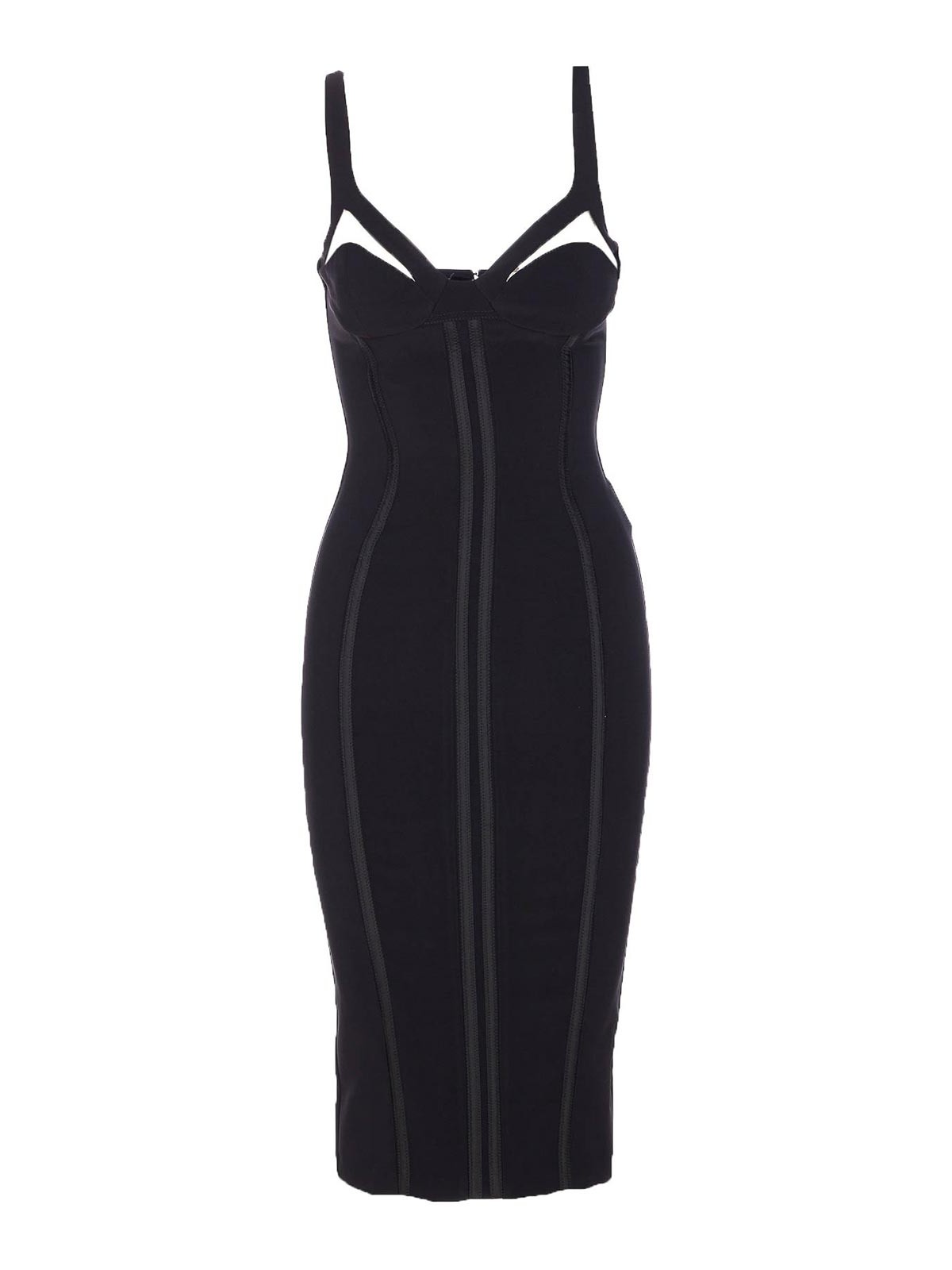 Elisabetta Franchi Adjustable Straps Bustier Cut-out Midi Pencil In Black