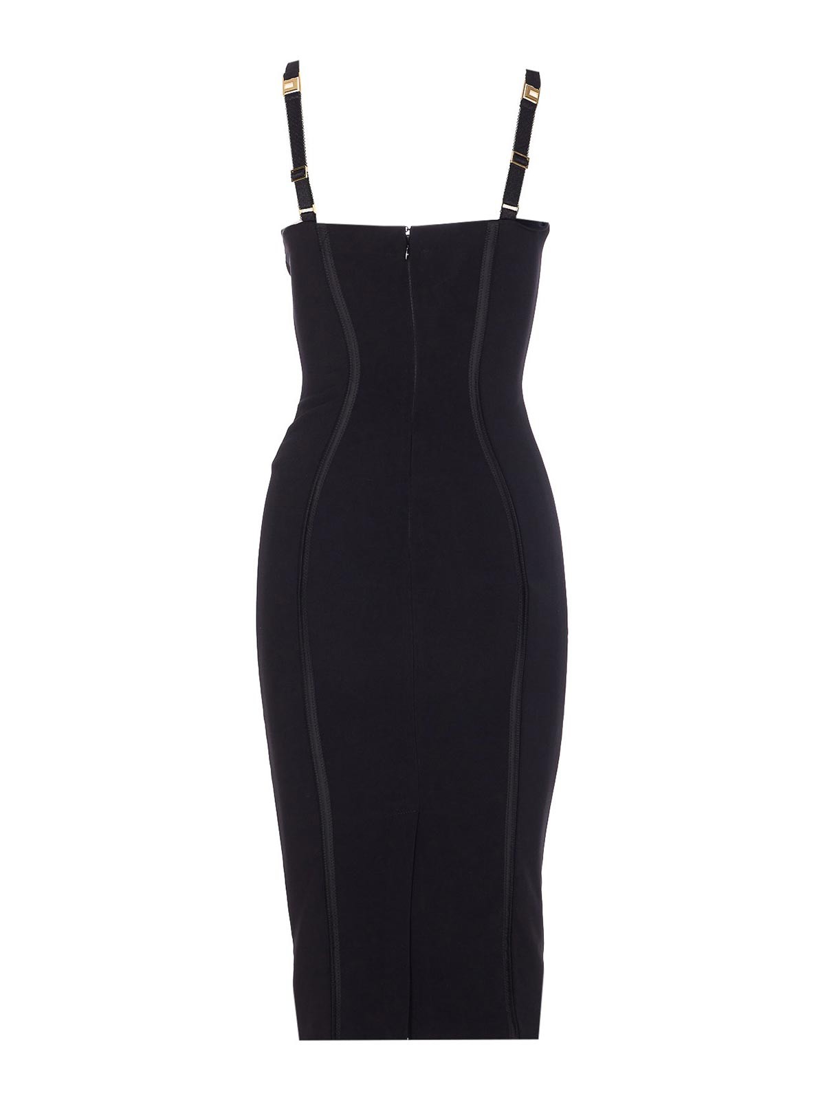 Elisabetta Franchi Adjustable Straps Bustier Cut-out Midi Pencil In Black