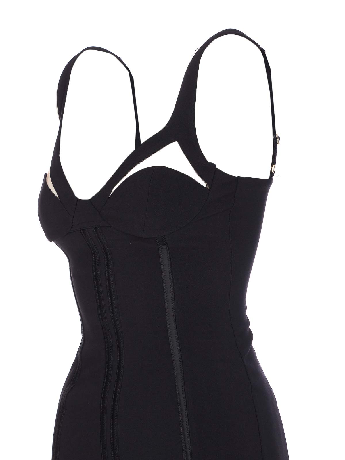 Elisabetta Franchi Adjustable Straps Bustier Cut-out Midi Pencil In Black