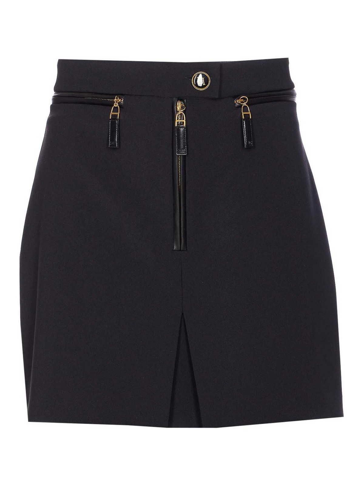 Elisabetta Franchi Mini Skirt With Front Slit In Black