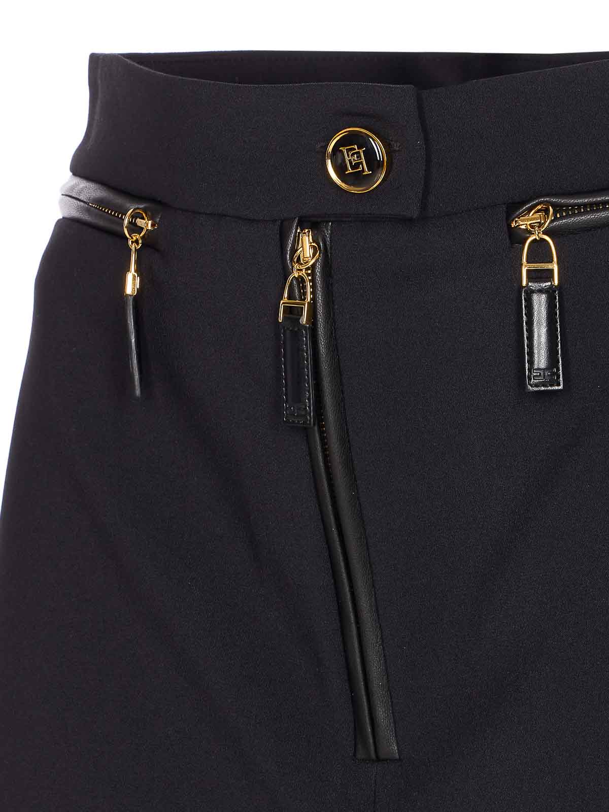 Elisabetta Franchi Mini Skirt With Front Slit In Black
