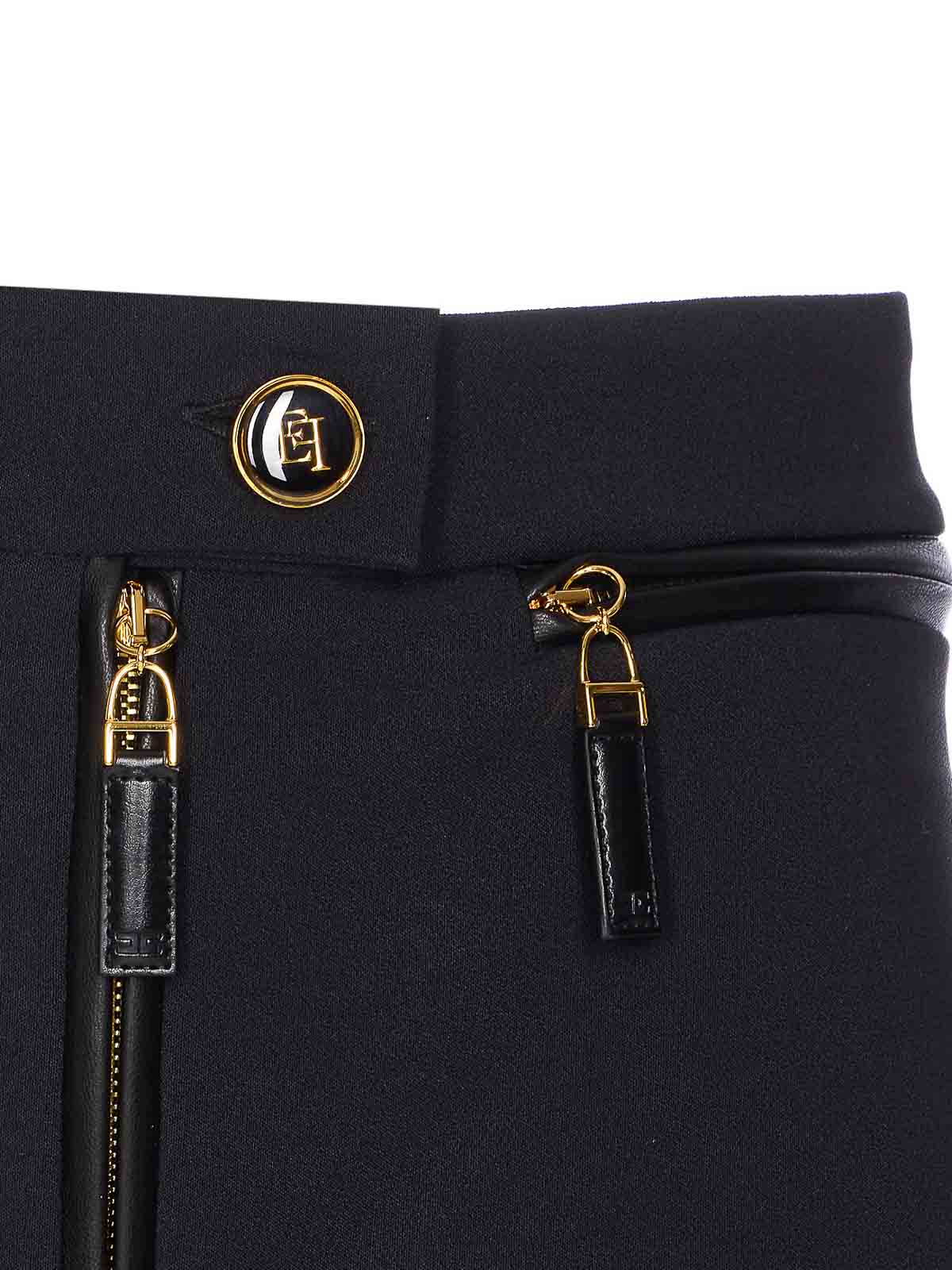 Elisabetta Franchi Mini Skirt With Front Slit In Black