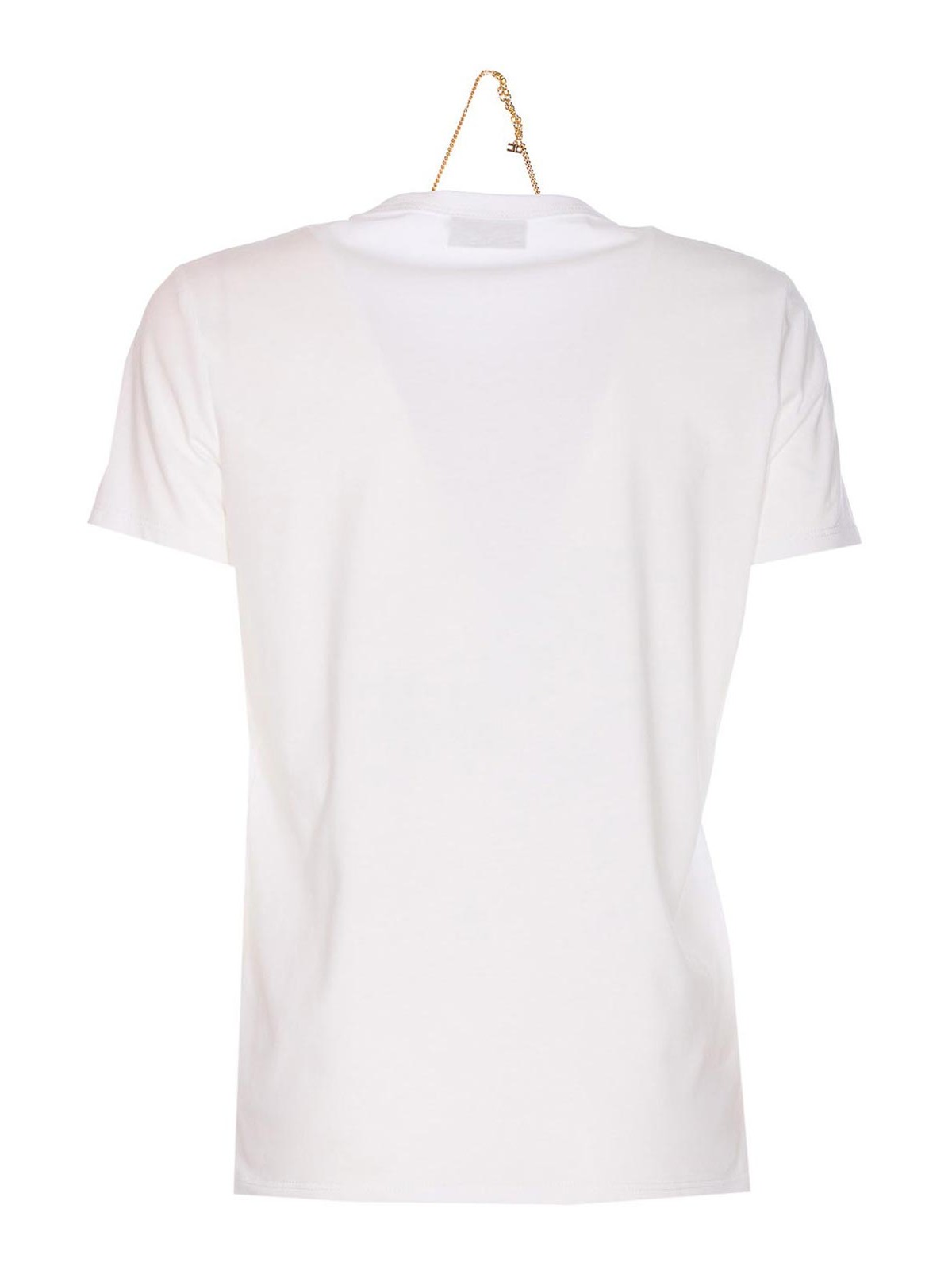Elisabetta Franchi Logo T-shirt With Gold Chain Detail In White