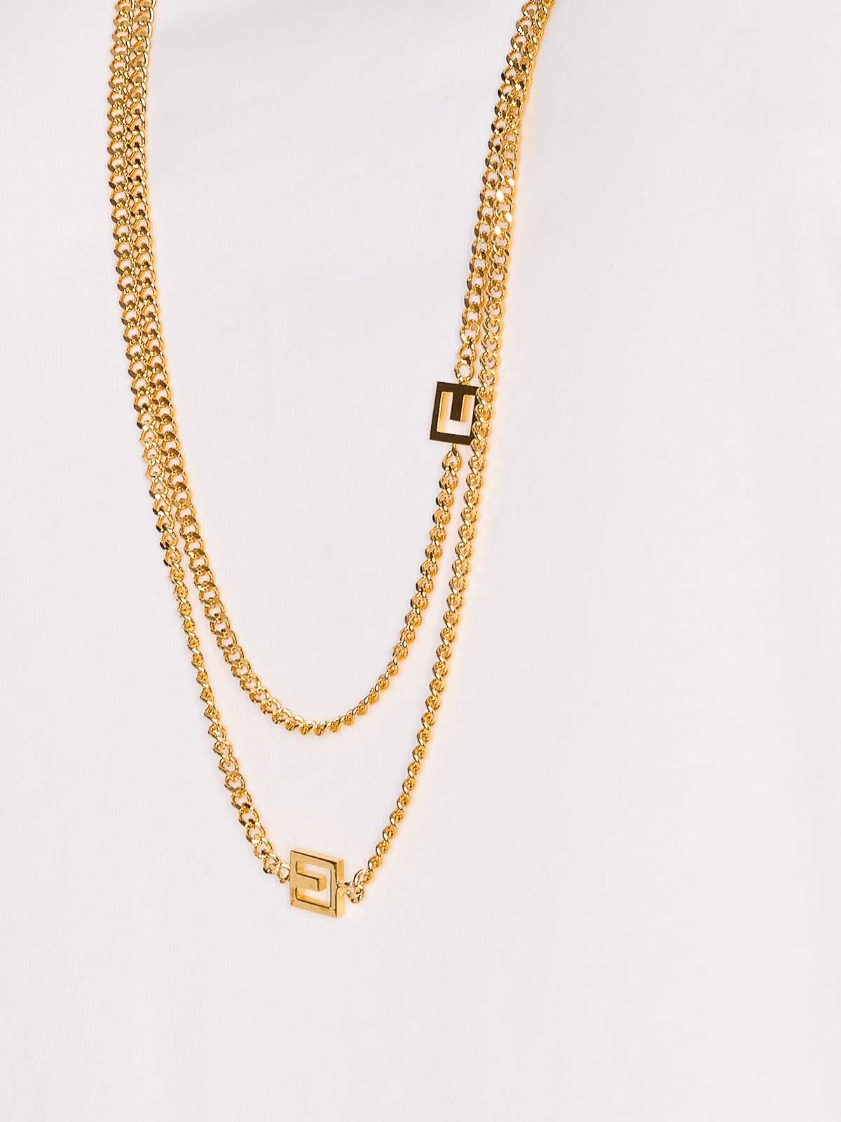 Elisabetta Franchi Logo T-shirt With Gold Chain Detail In White
