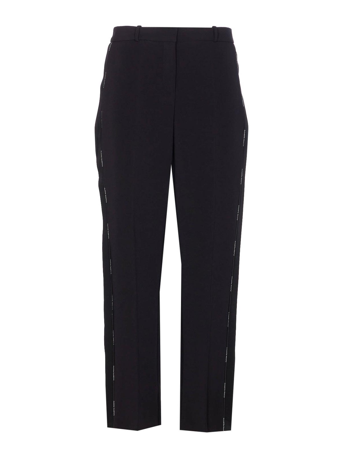 Elisabetta Franchi Light Crepe Trousers With Tuxedo Detail In Black