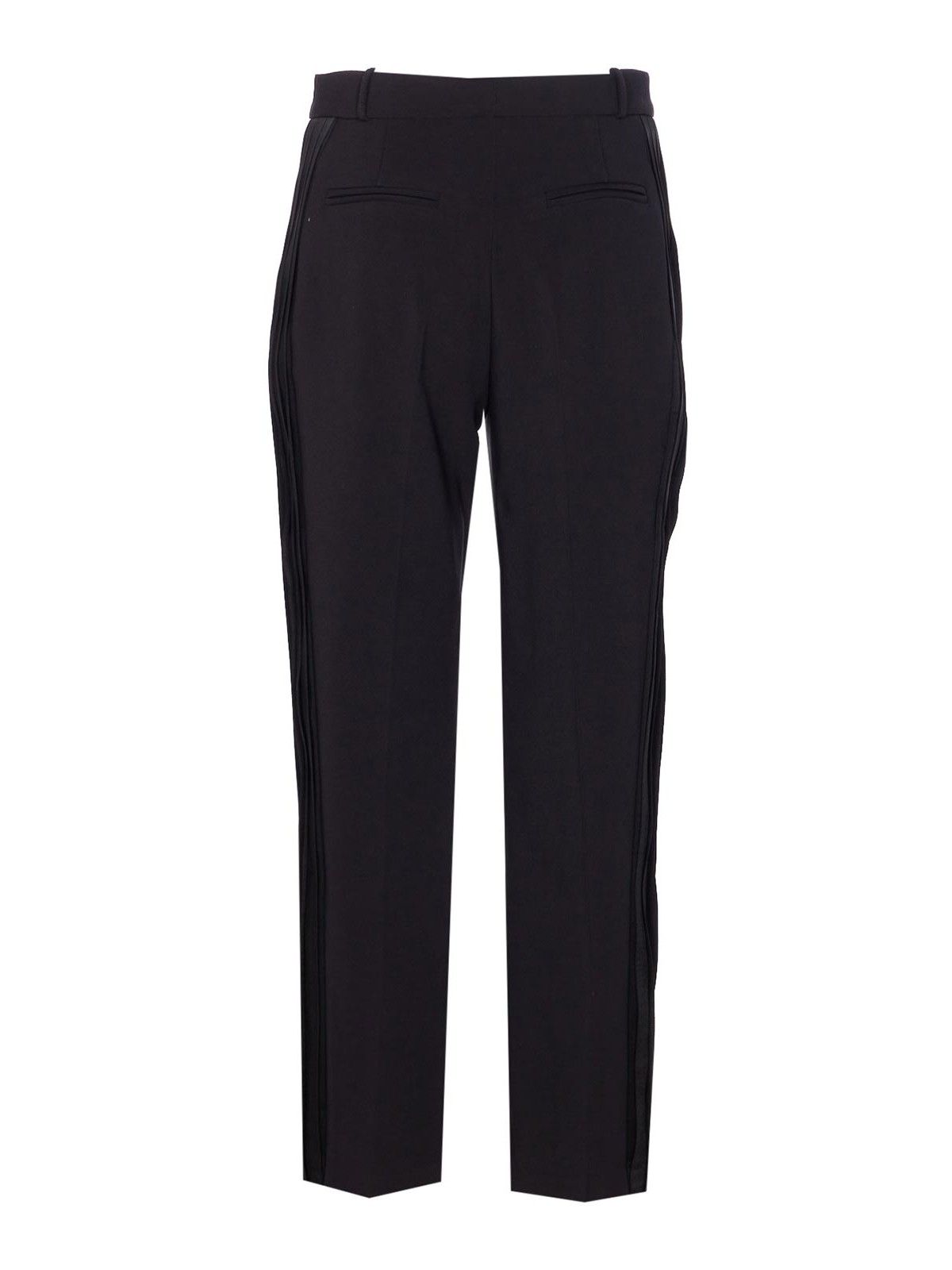 Elisabetta Franchi Light Crepe Trousers With Tuxedo Detail In Black