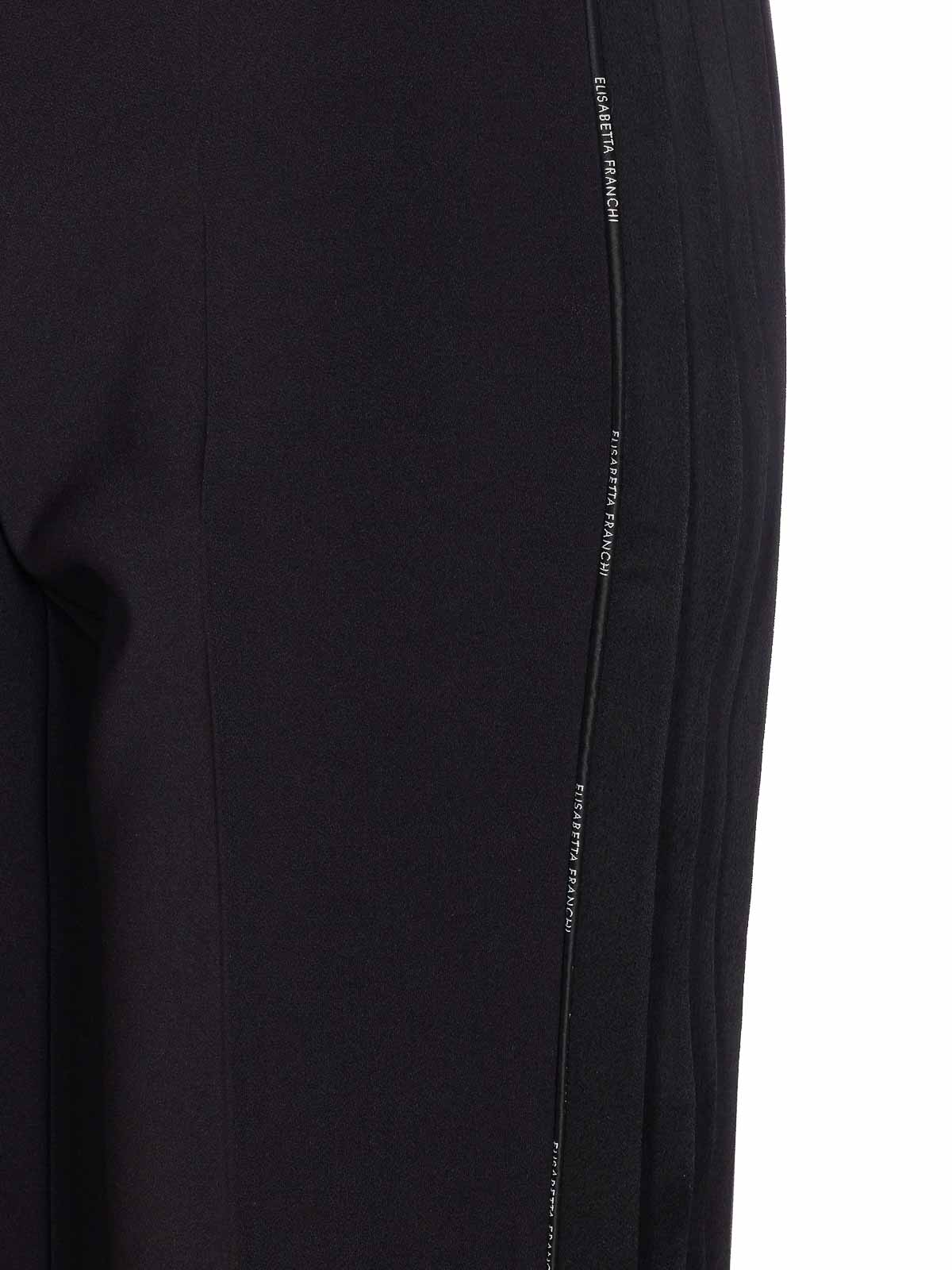 Elisabetta Franchi Light Crepe Trousers With Tuxedo Detail In Black