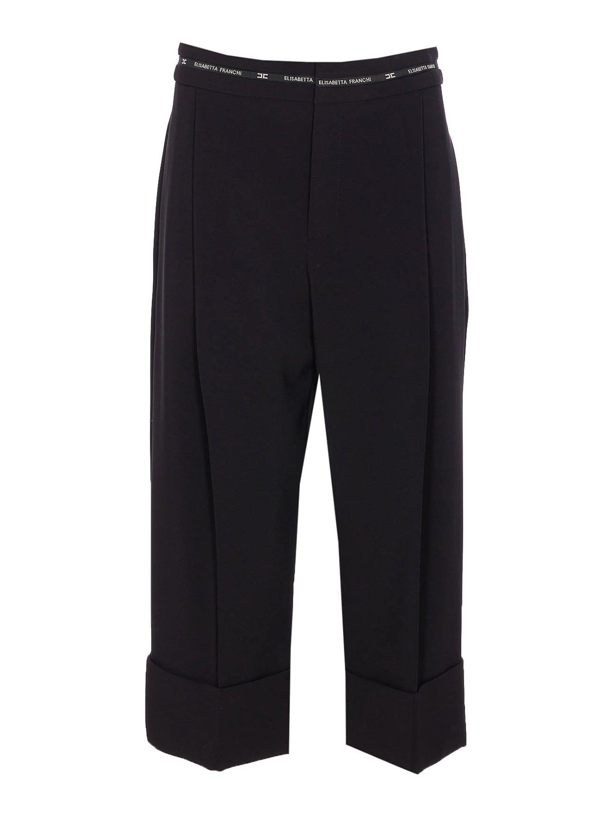 Elisabetta Franchi Tailored Wide Leg Cropped Trousers In Black