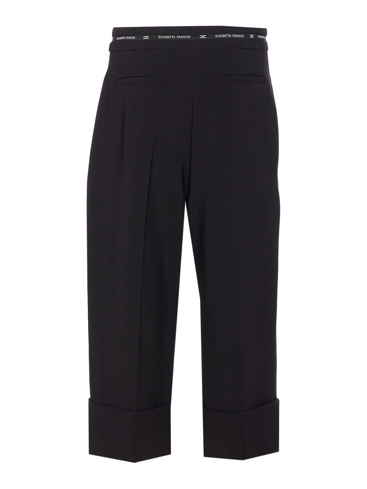 Elisabetta Franchi Tailored Wide Leg Cropped Trousers In Black